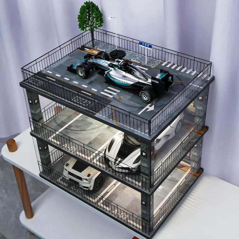 1:18 Scale New Diecast Model Car Display Cabinet with USB, Made of Wood and Acrylic New