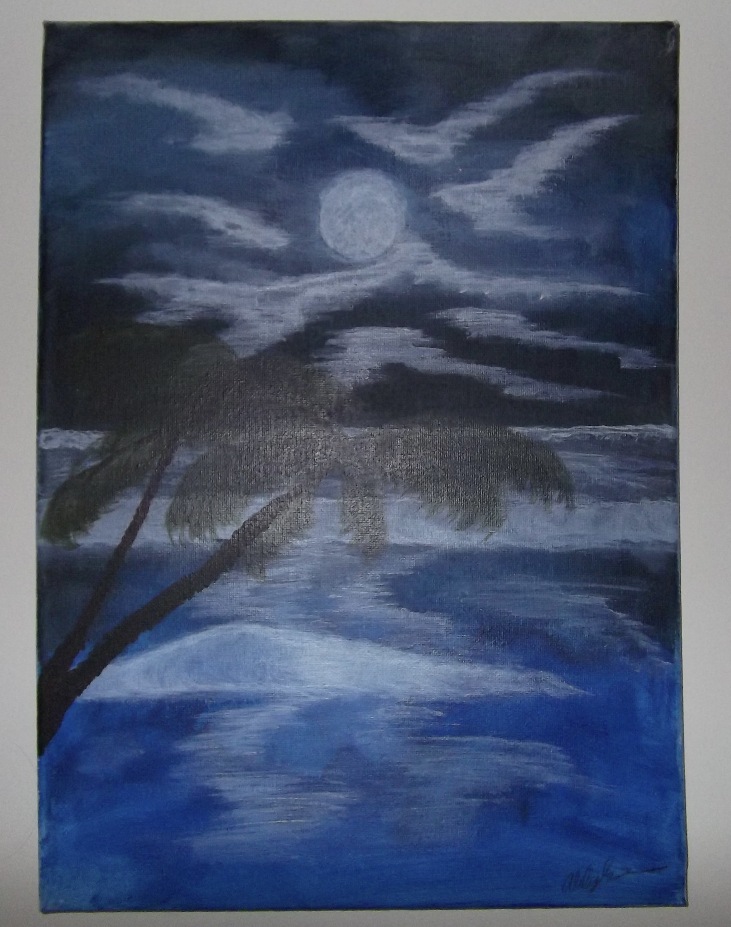 Moonlit Tropical Night Painting