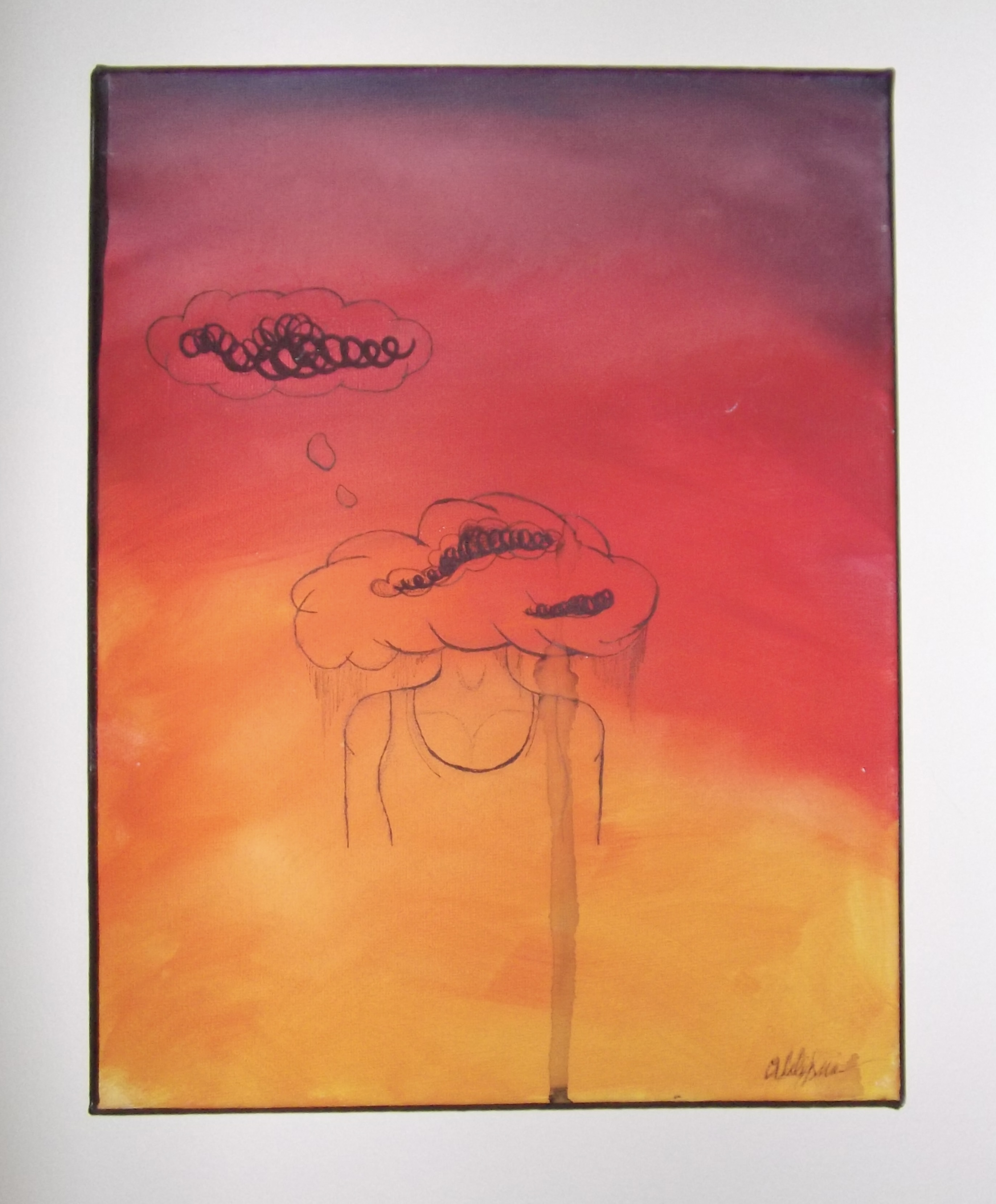 Modern day depiction of anxiety - Cloudy Thoughts Painting