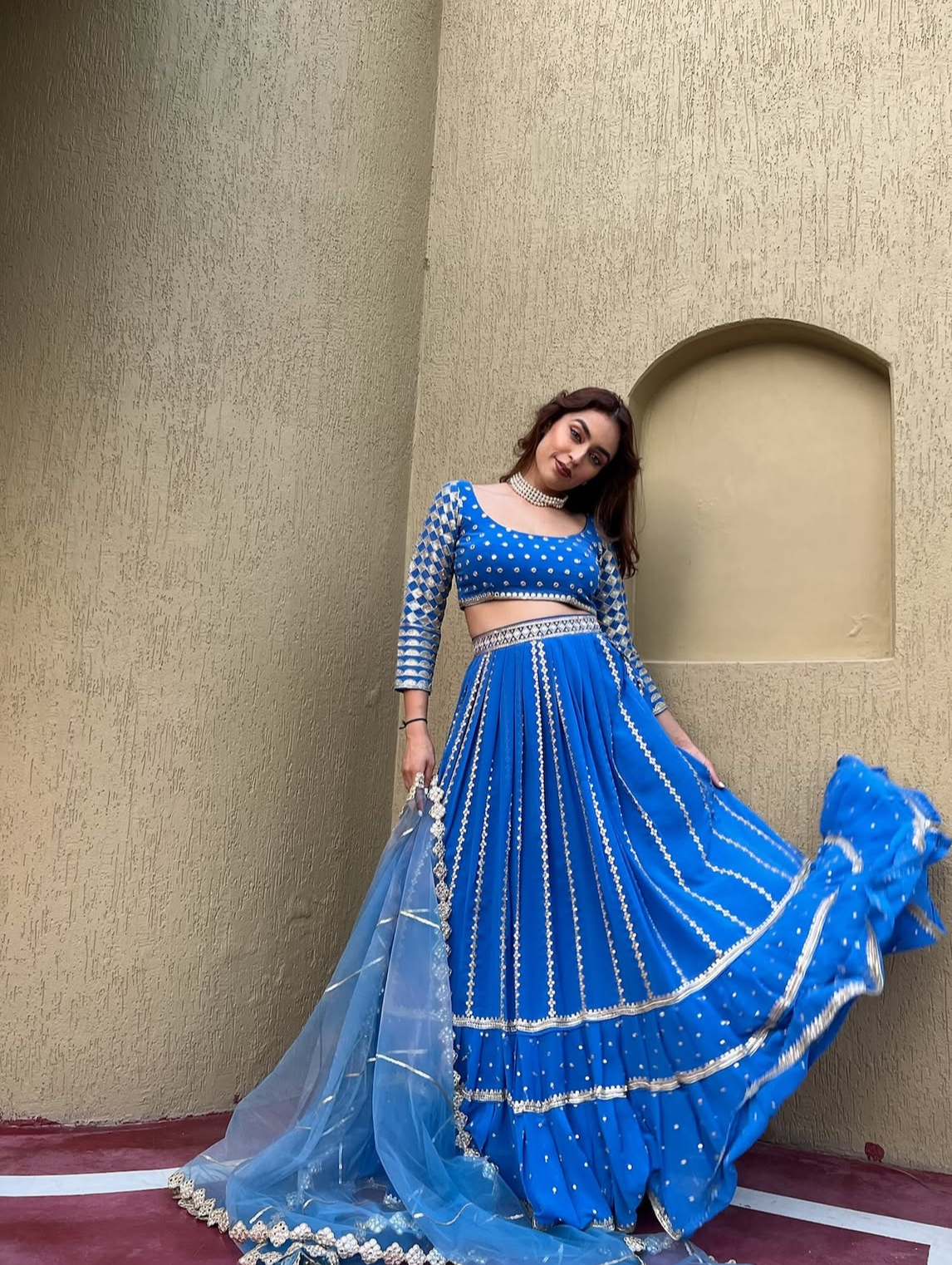 Blue Embroidered Lehenga