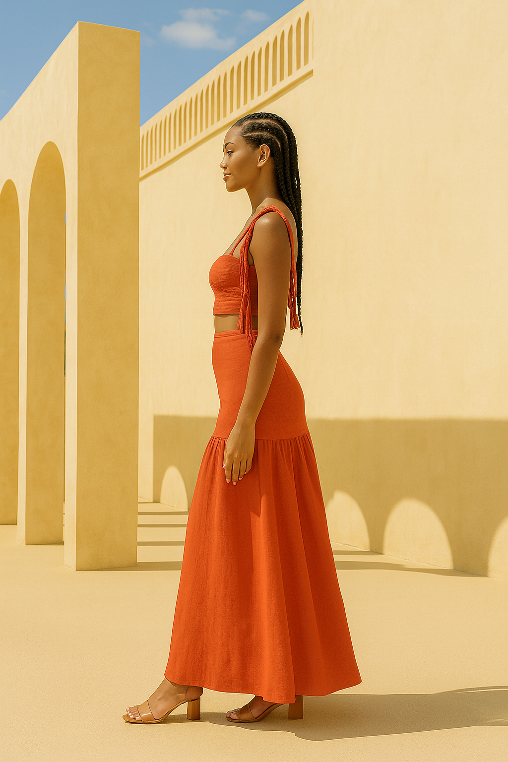 Sleeveless Orange Maxi Dress