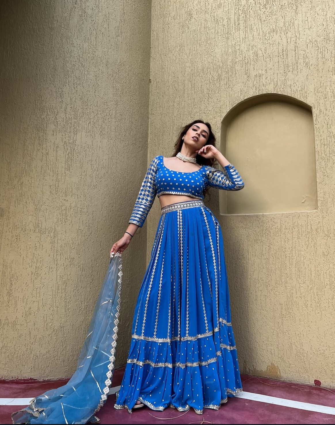 Blue Embroidered Lehenga