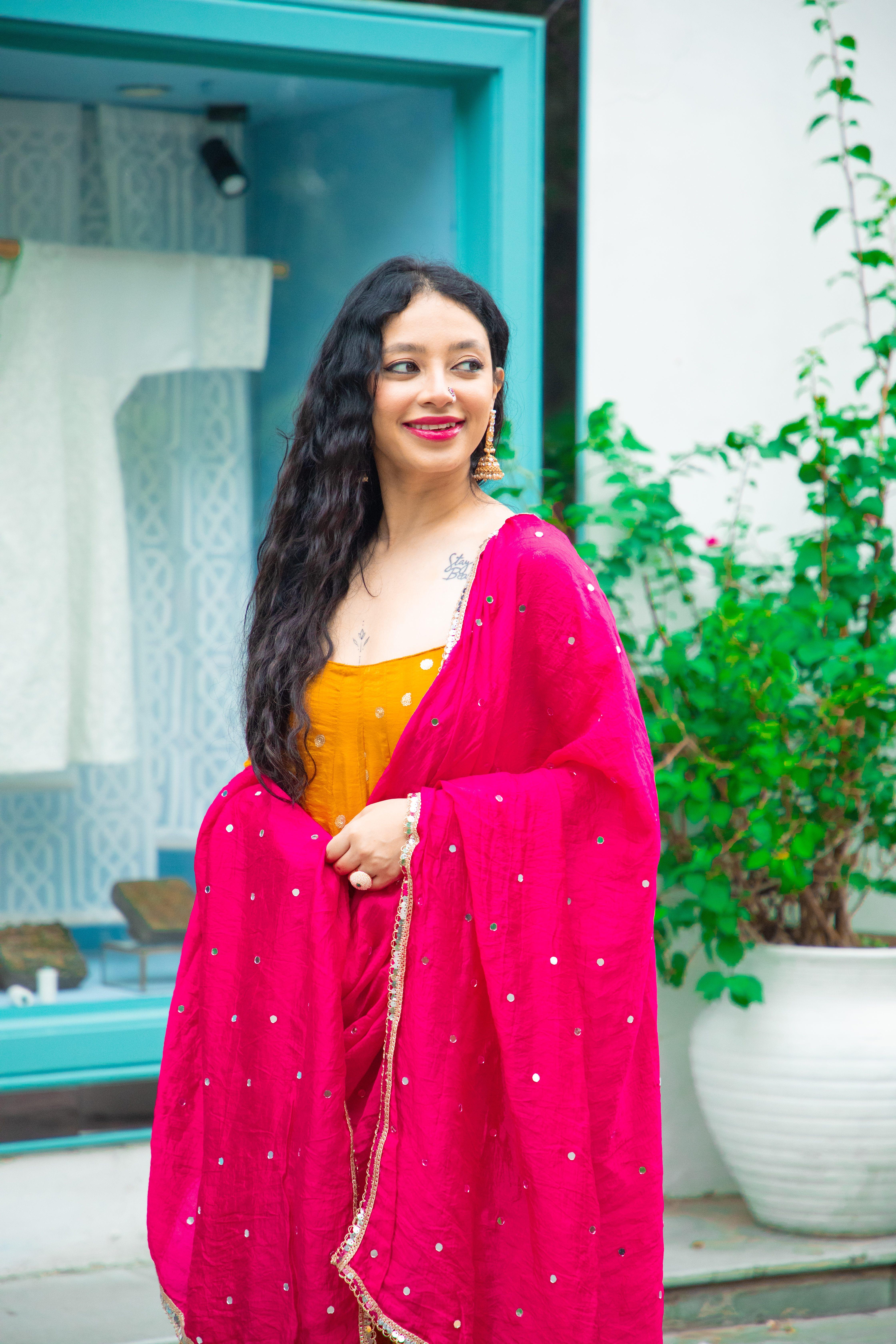 Traditional Mustard Yellow Anarkali Dress