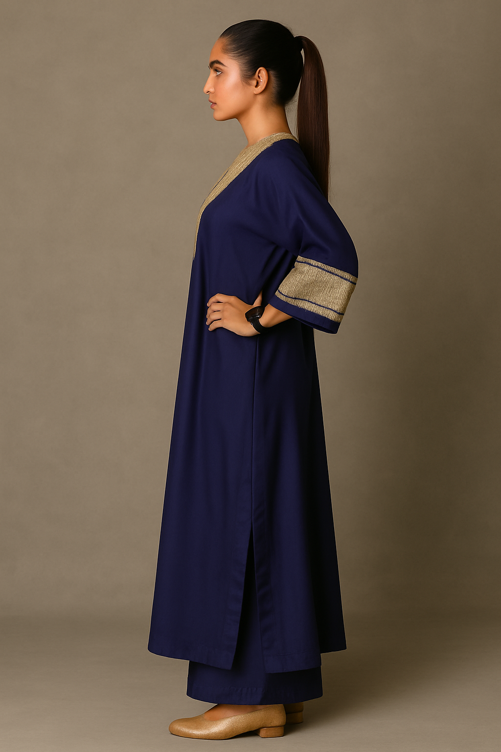 Elegant Navy Blue Kaftan