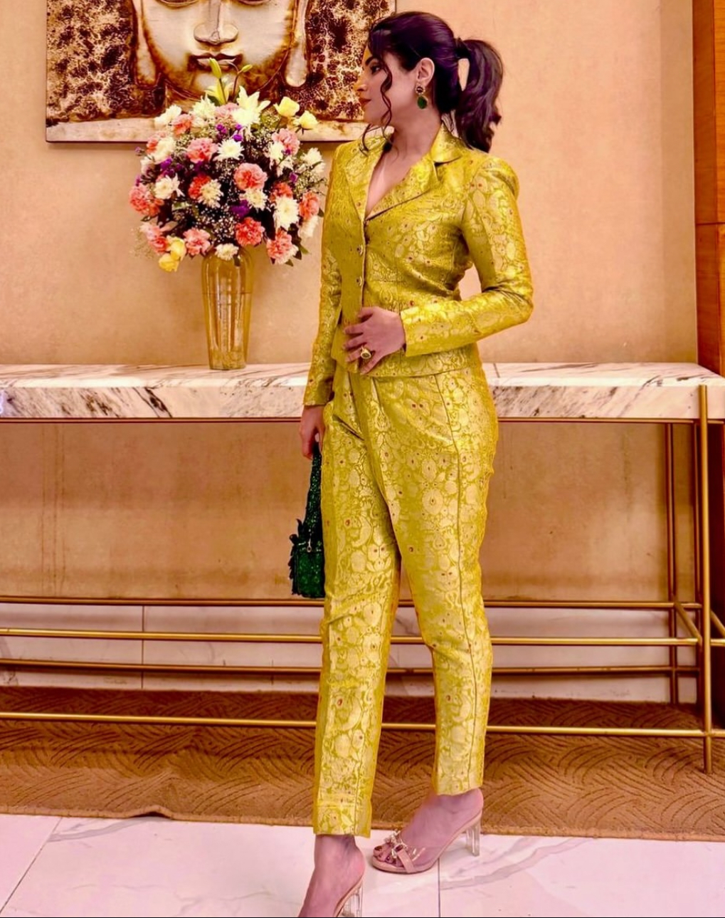 Golden Brocade Pant Suit