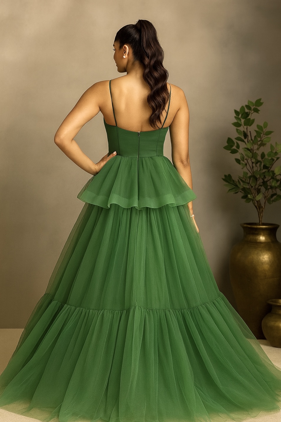 Elegant Green Tulle Gown