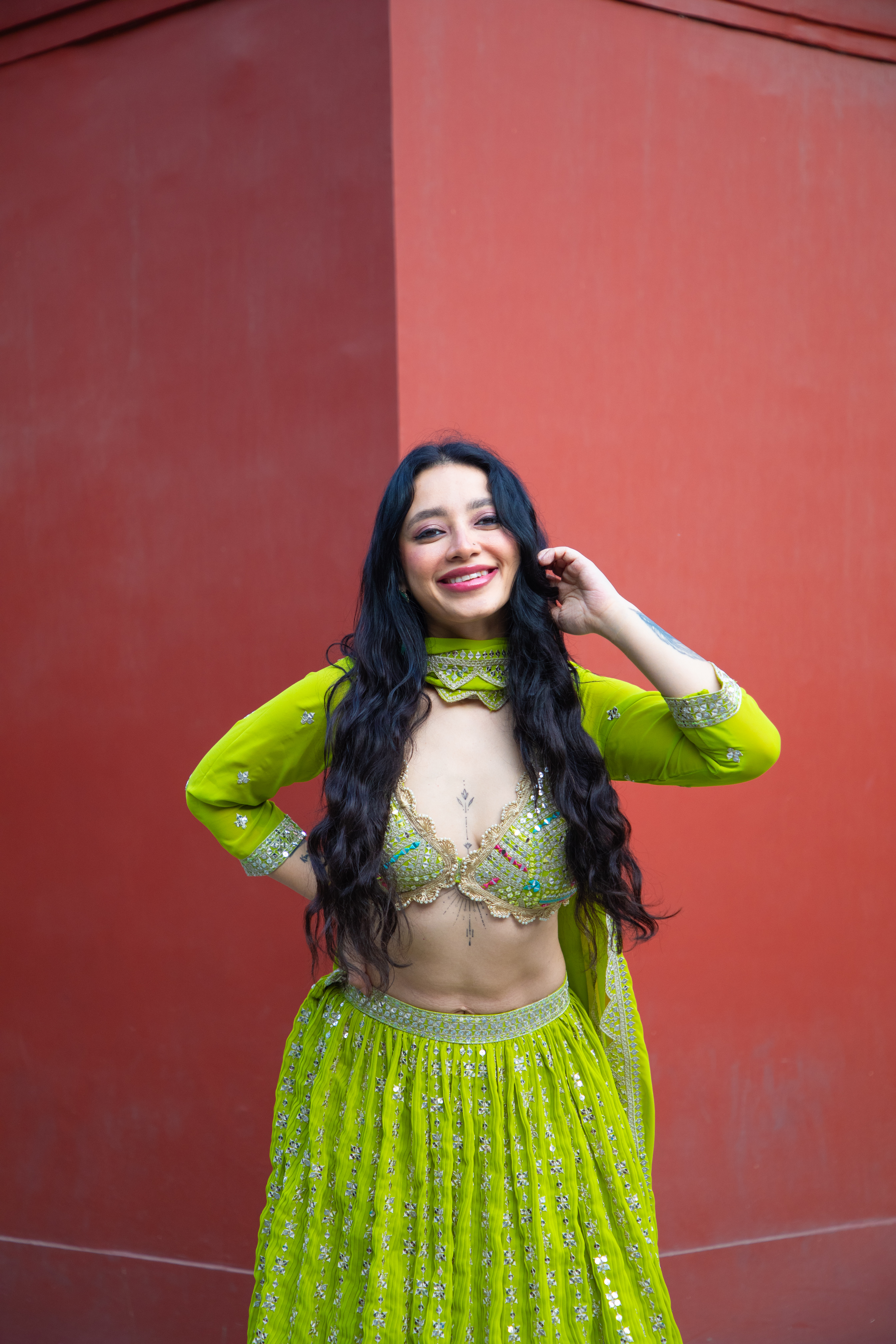 Green Embroidered Lehenga Choli