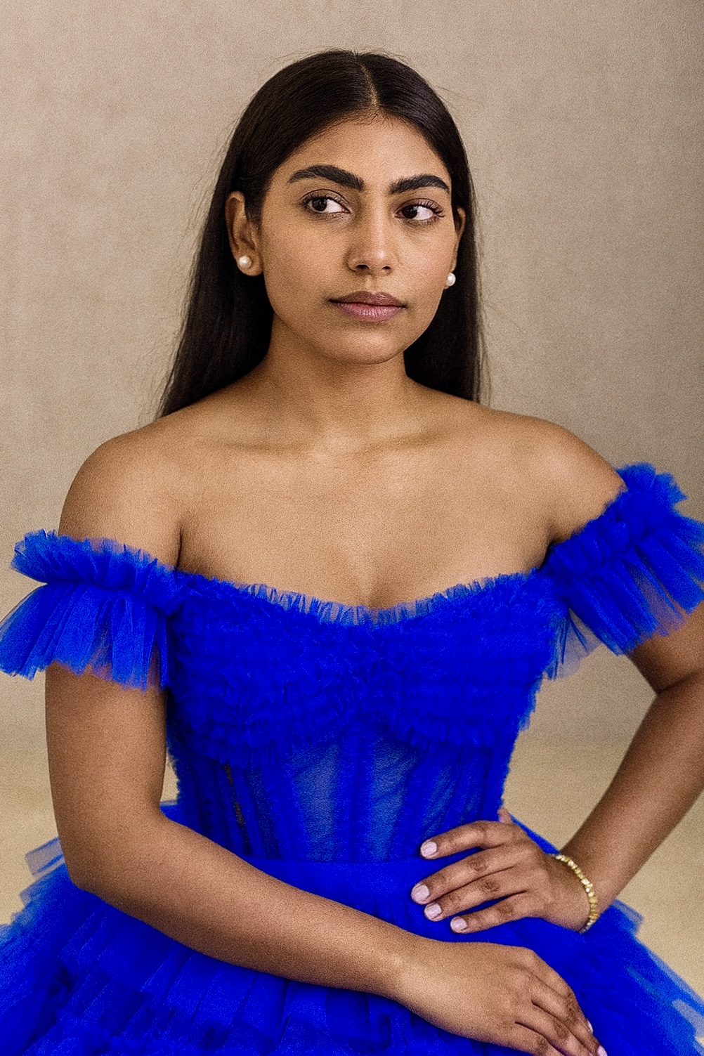 Elegant Blue Ruffle Gown