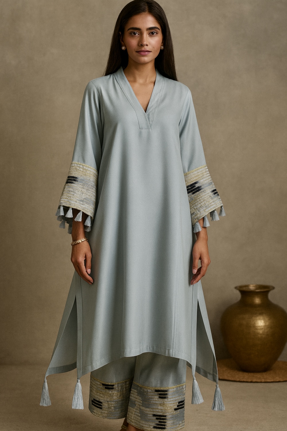 Embroidered Cotton Kurta Set