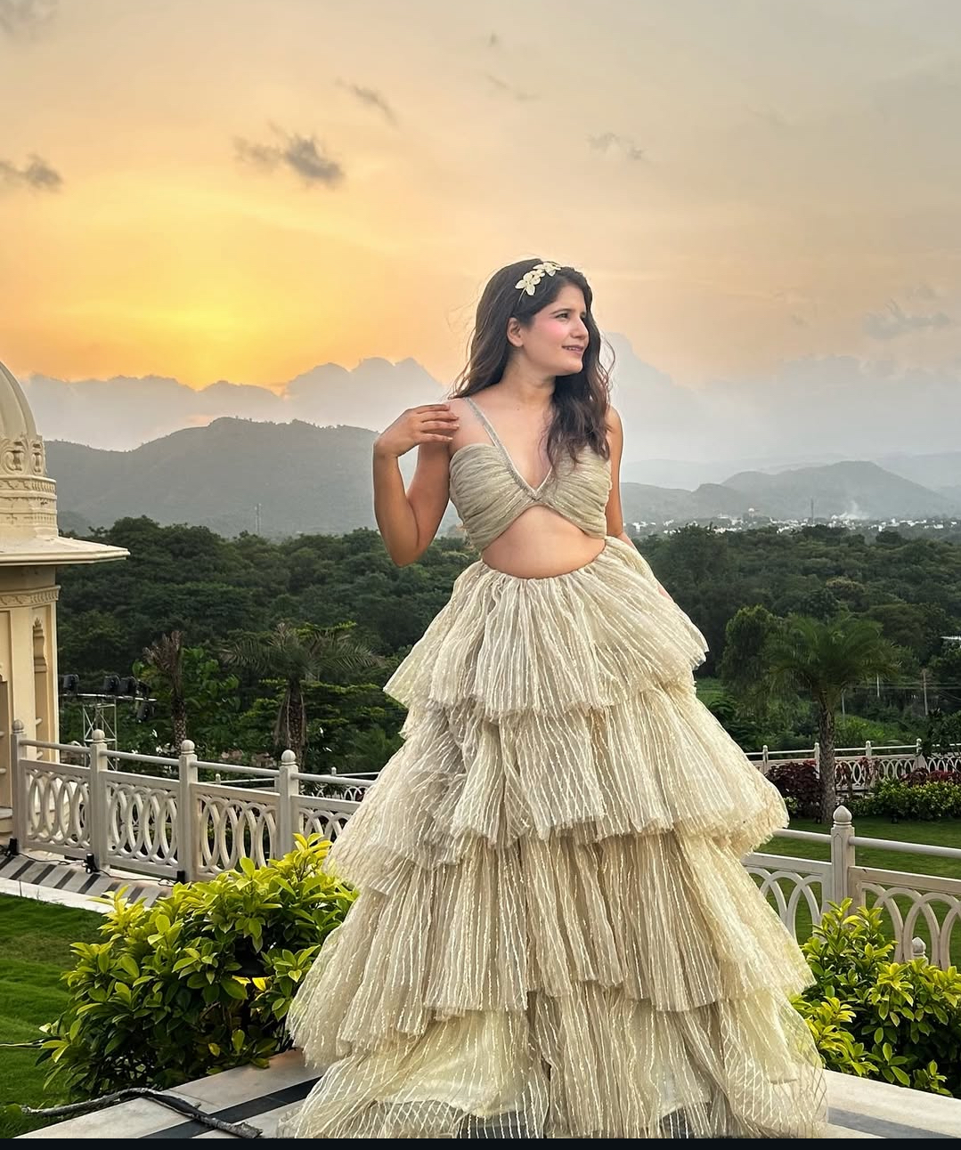 Champagne Tiered Ruffle Gown