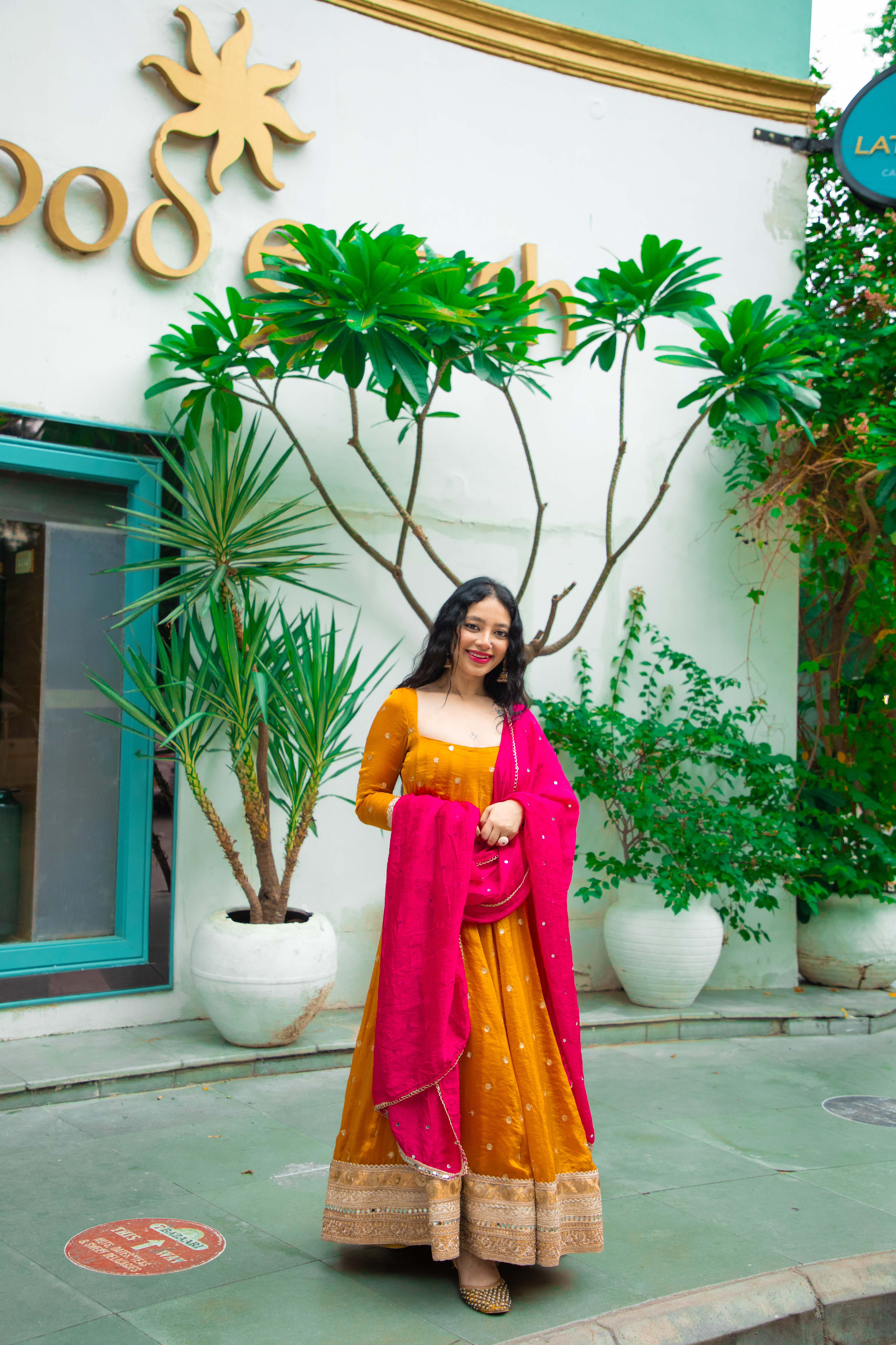 Traditional Mustard Yellow Anarkali Dress