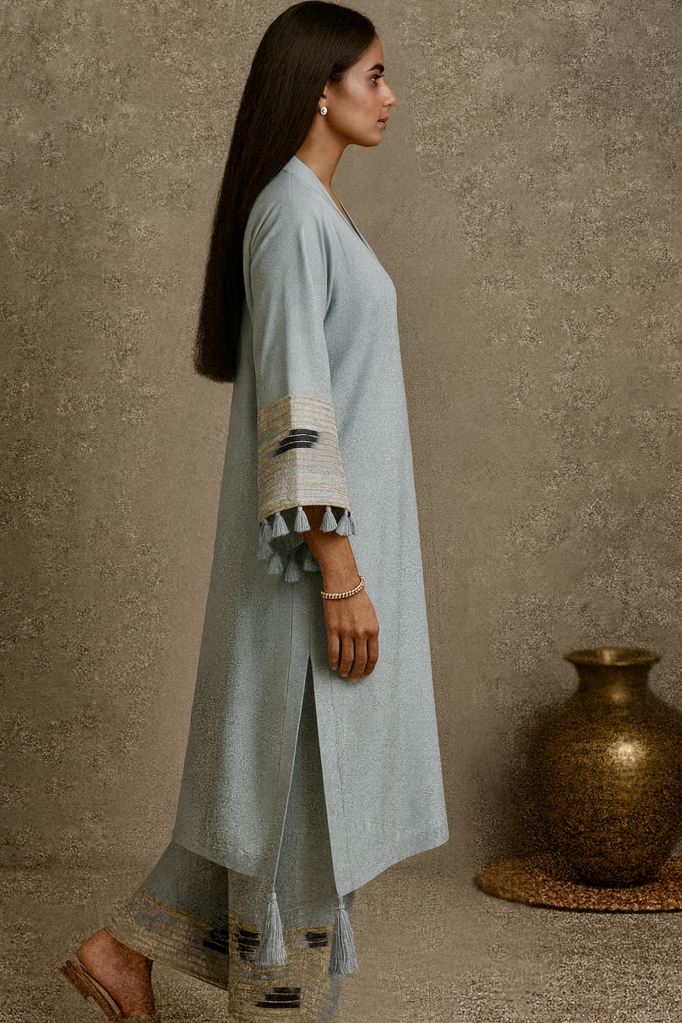 Embroidered Cotton Kurta Set