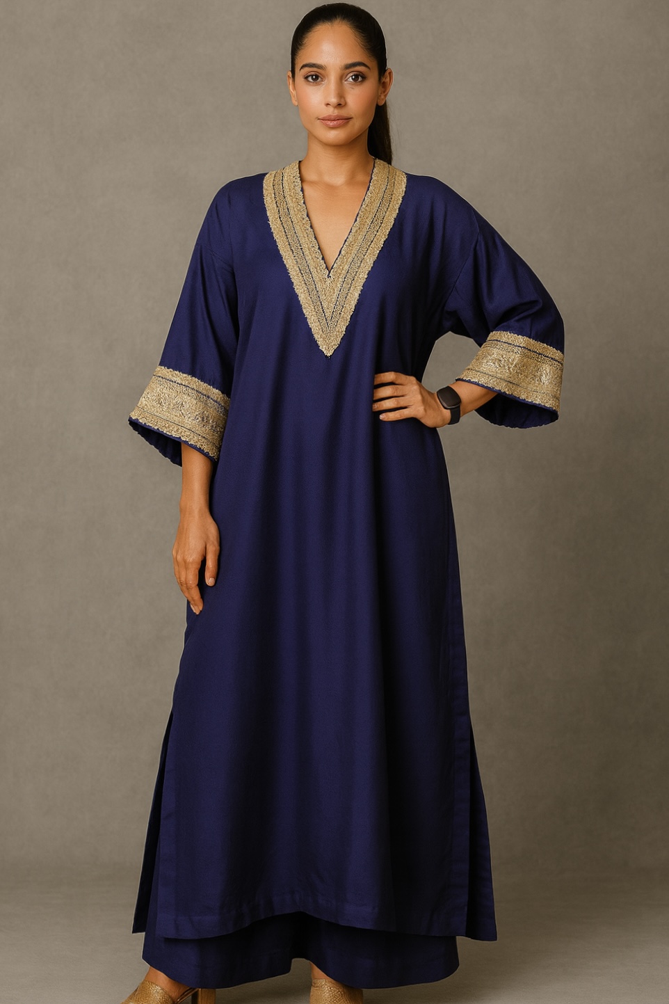 Elegant Navy Blue Kaftan