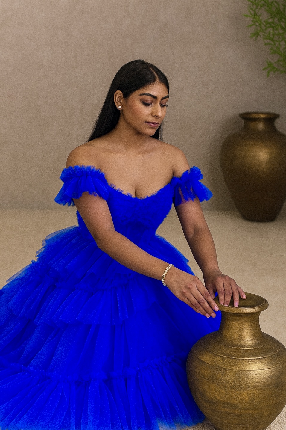 Elegant Blue Ruffle Gown