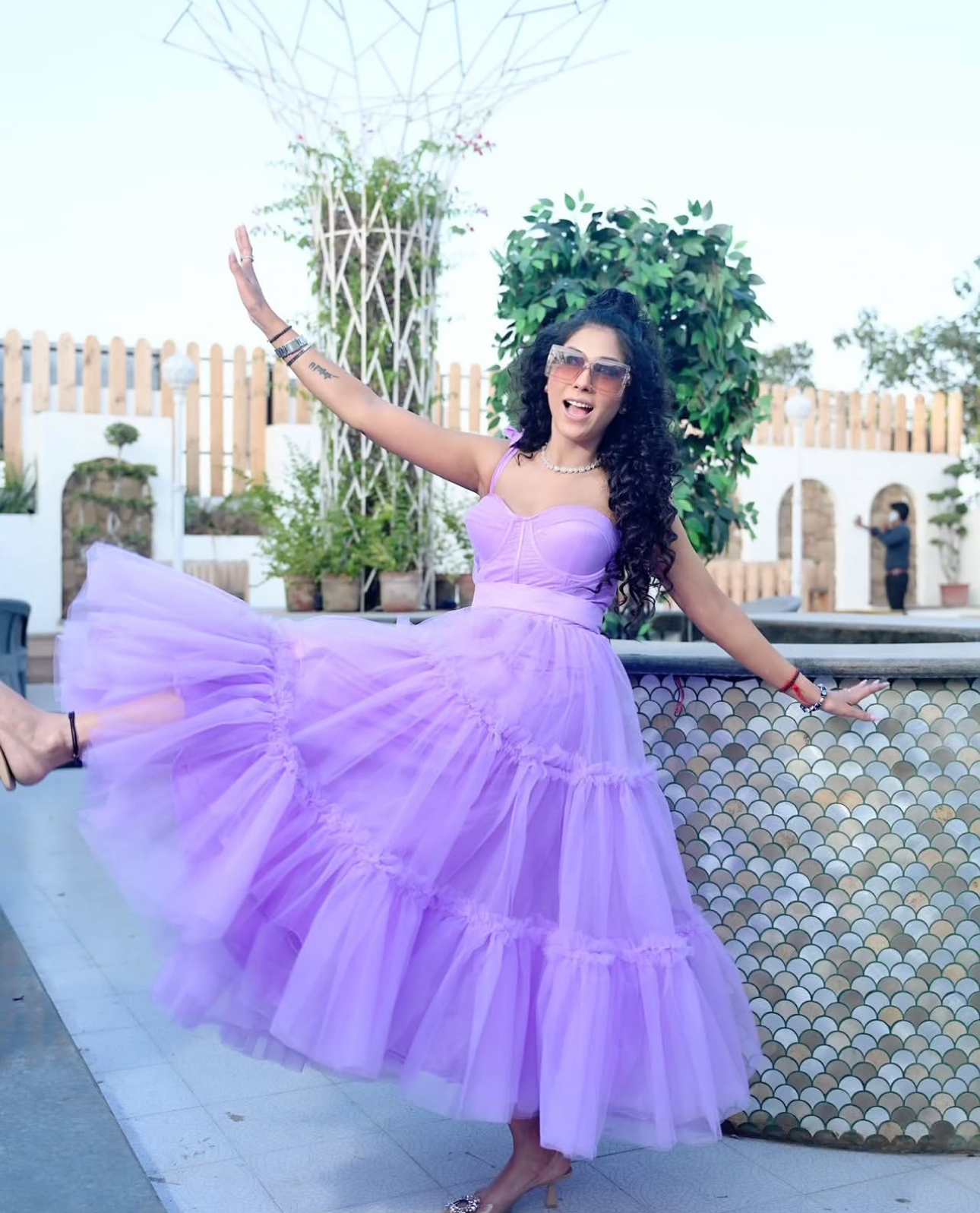 Lavender Tulle Tiered Dress