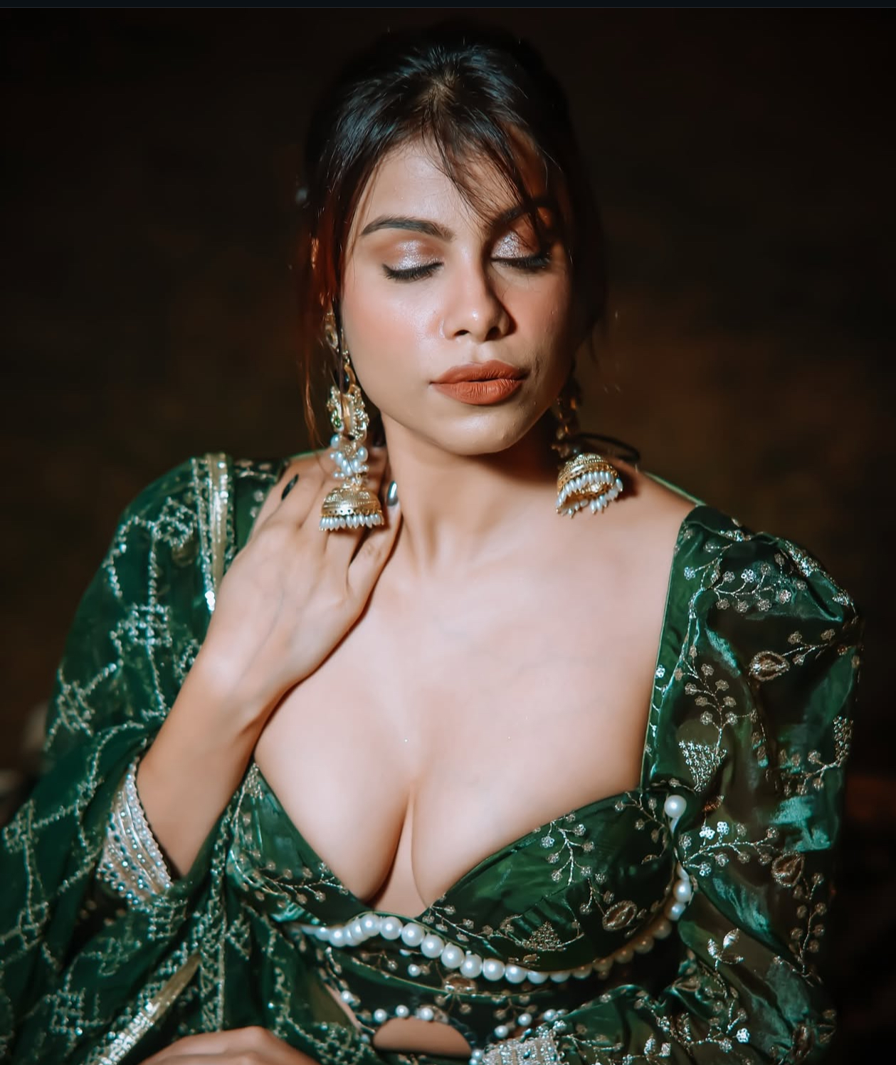 Emerald Green Embroidered Lehenga