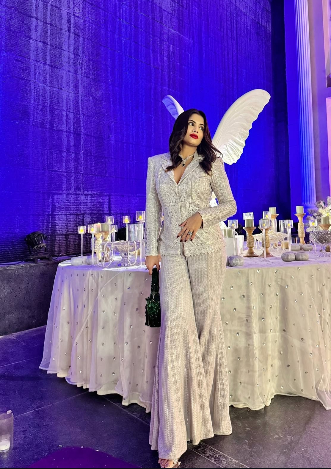 Elegant White Lace Pant Suit