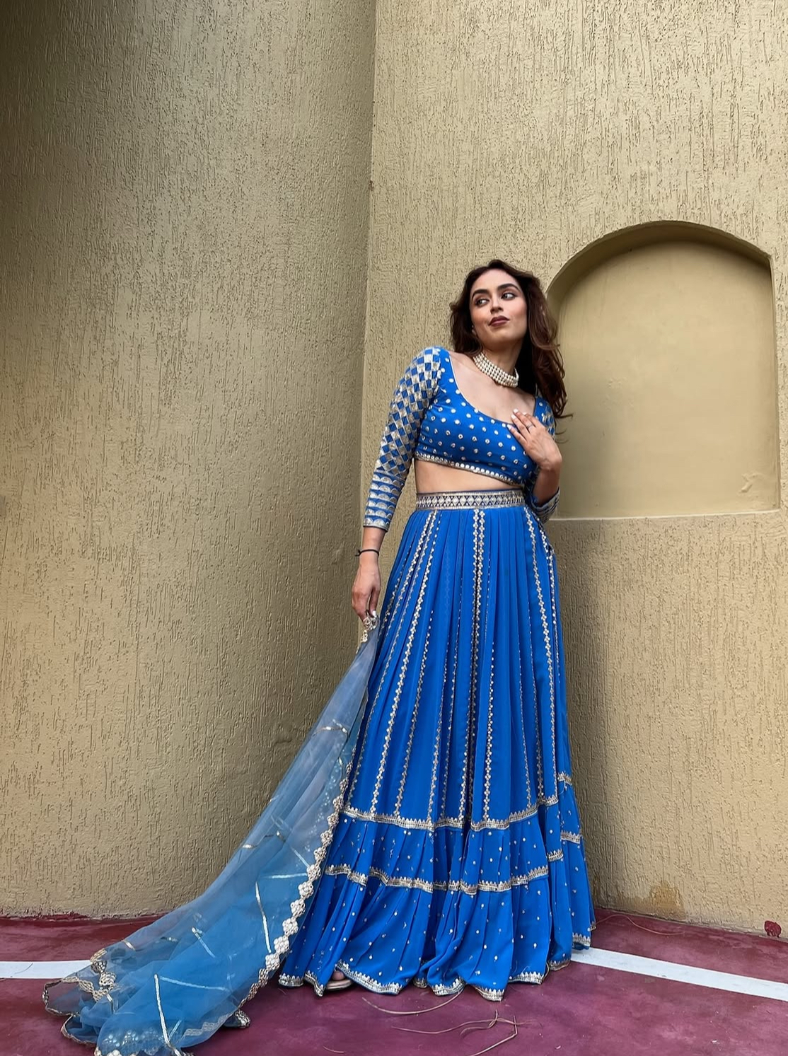 Blue Embroidered Lehenga