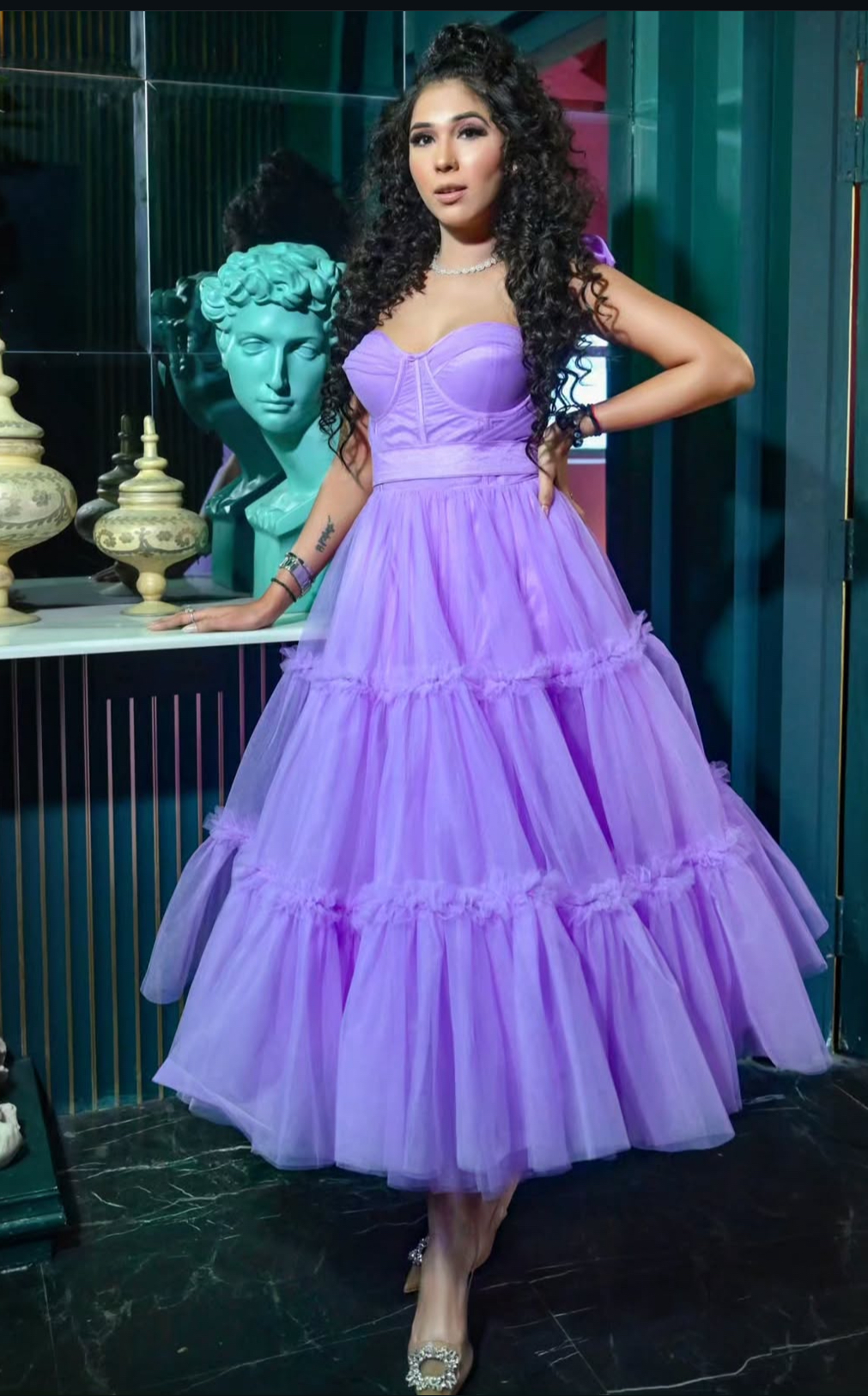 Lavender Tulle Tiered Dress