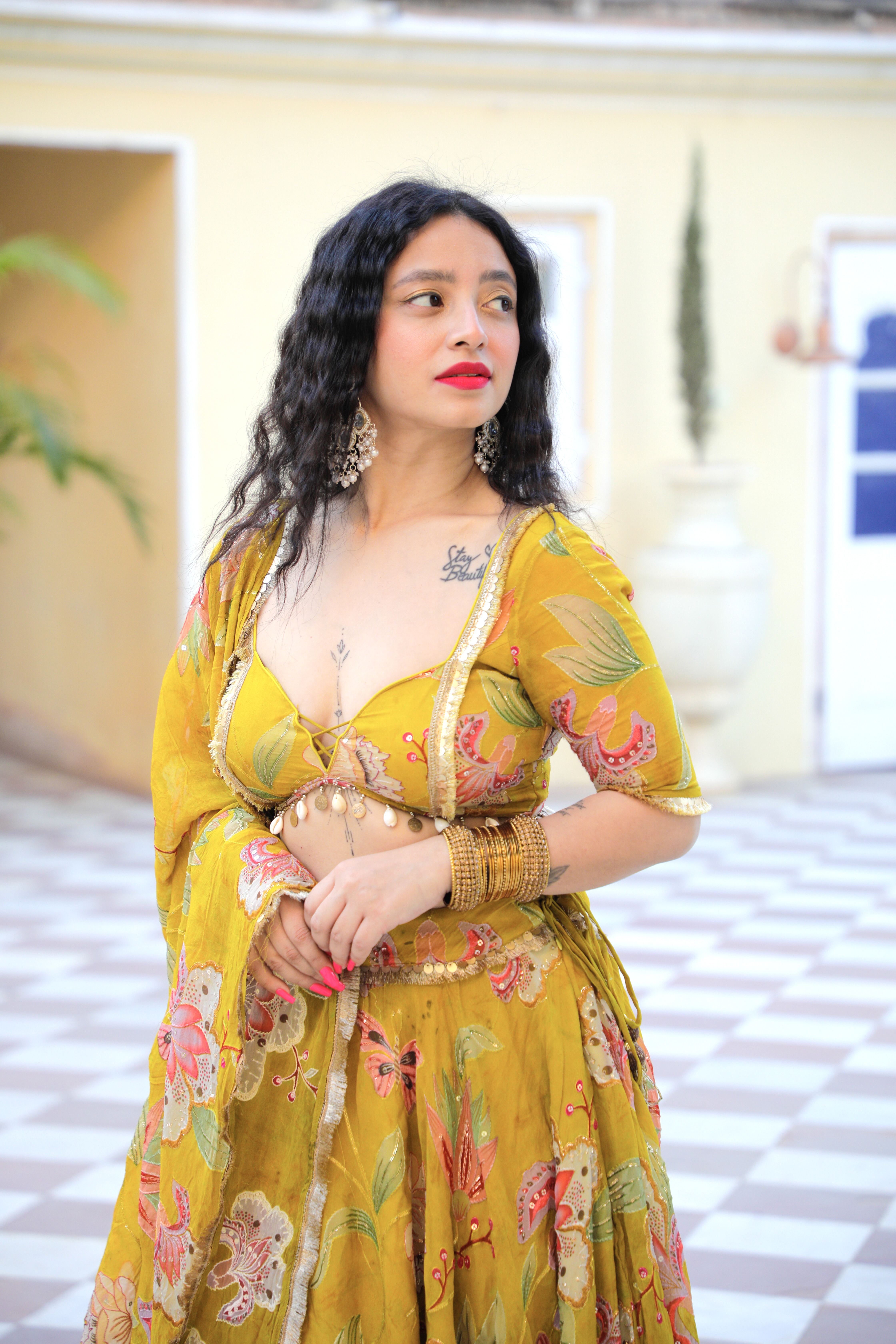 Floral Yellow Lehenga Set