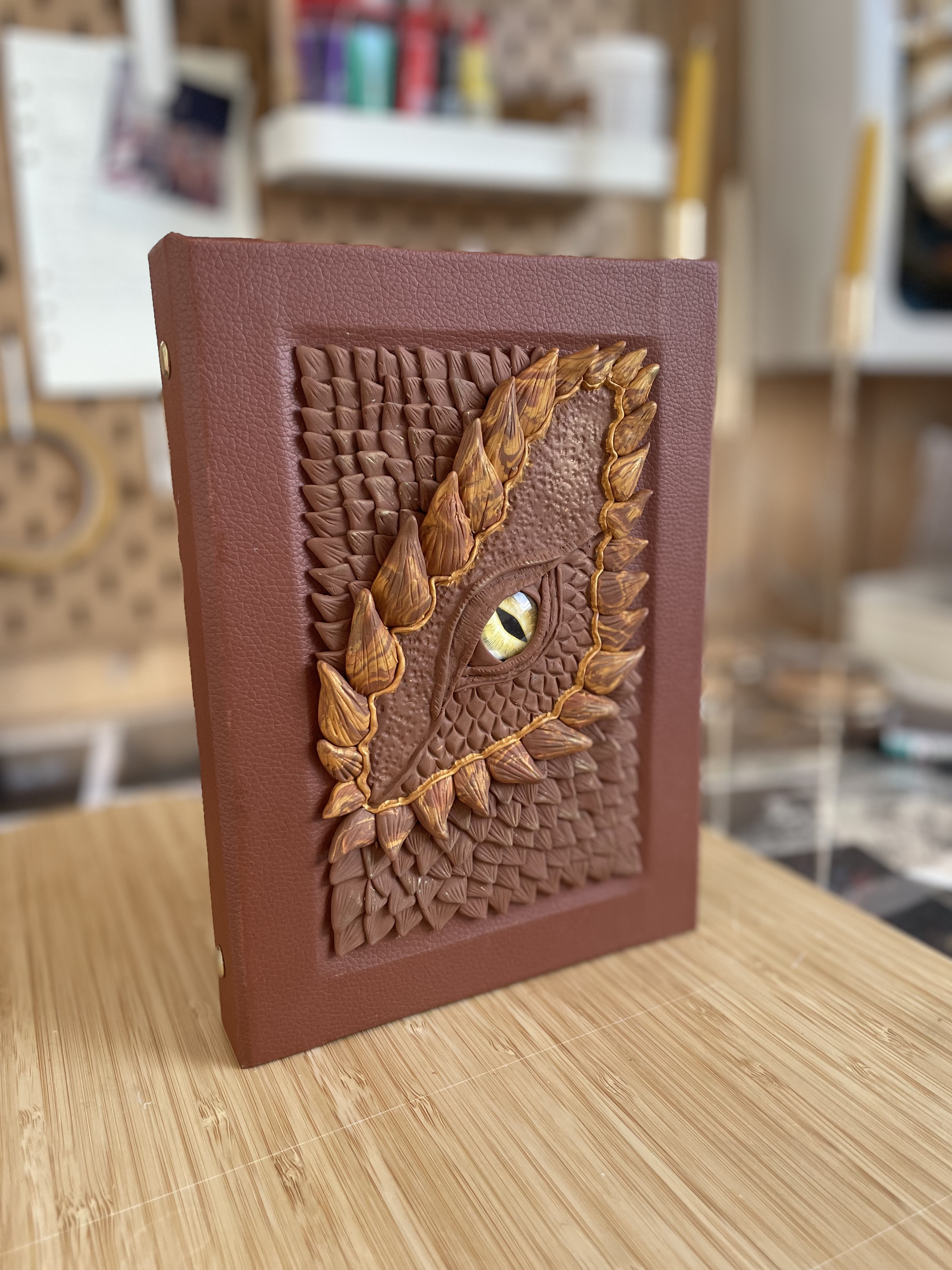 A5 Brown Dragon Journal with golden ring binder