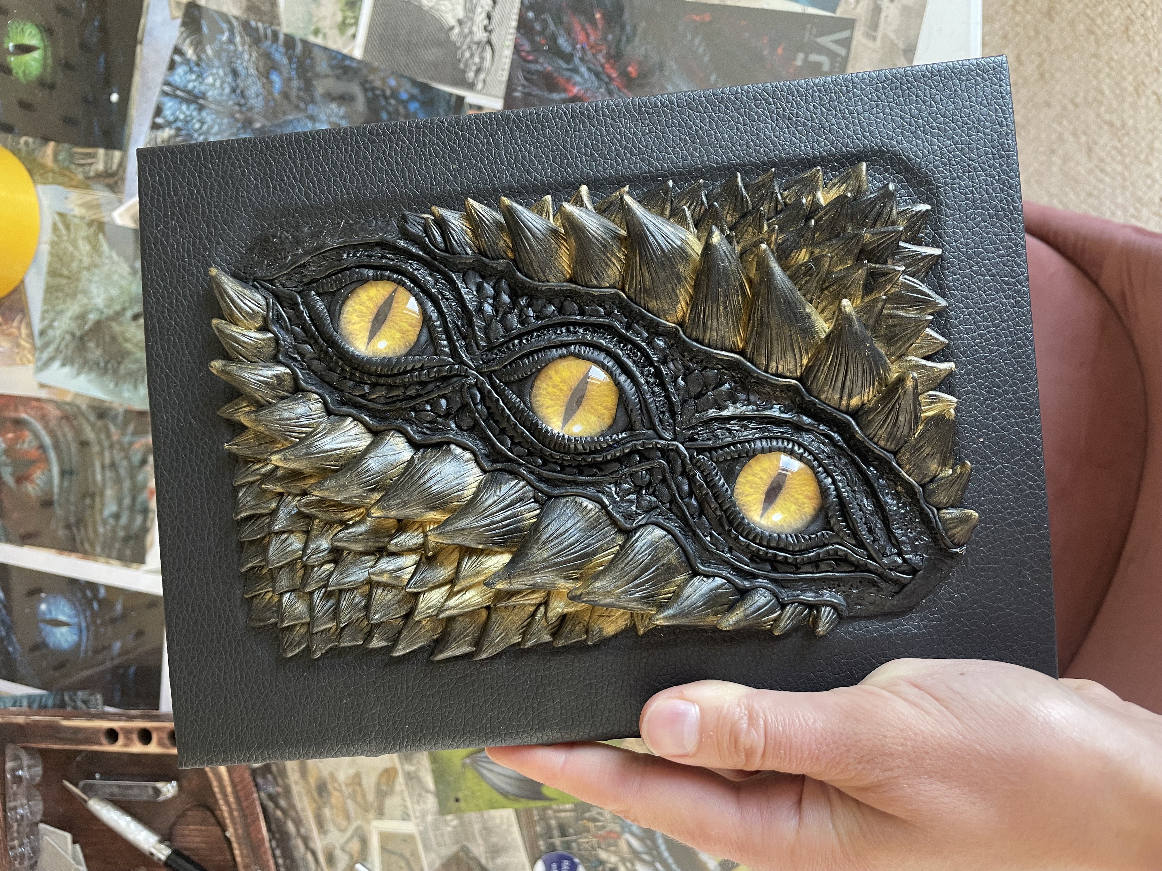A5 Three Eyed Dragon Journal with gold ring binder