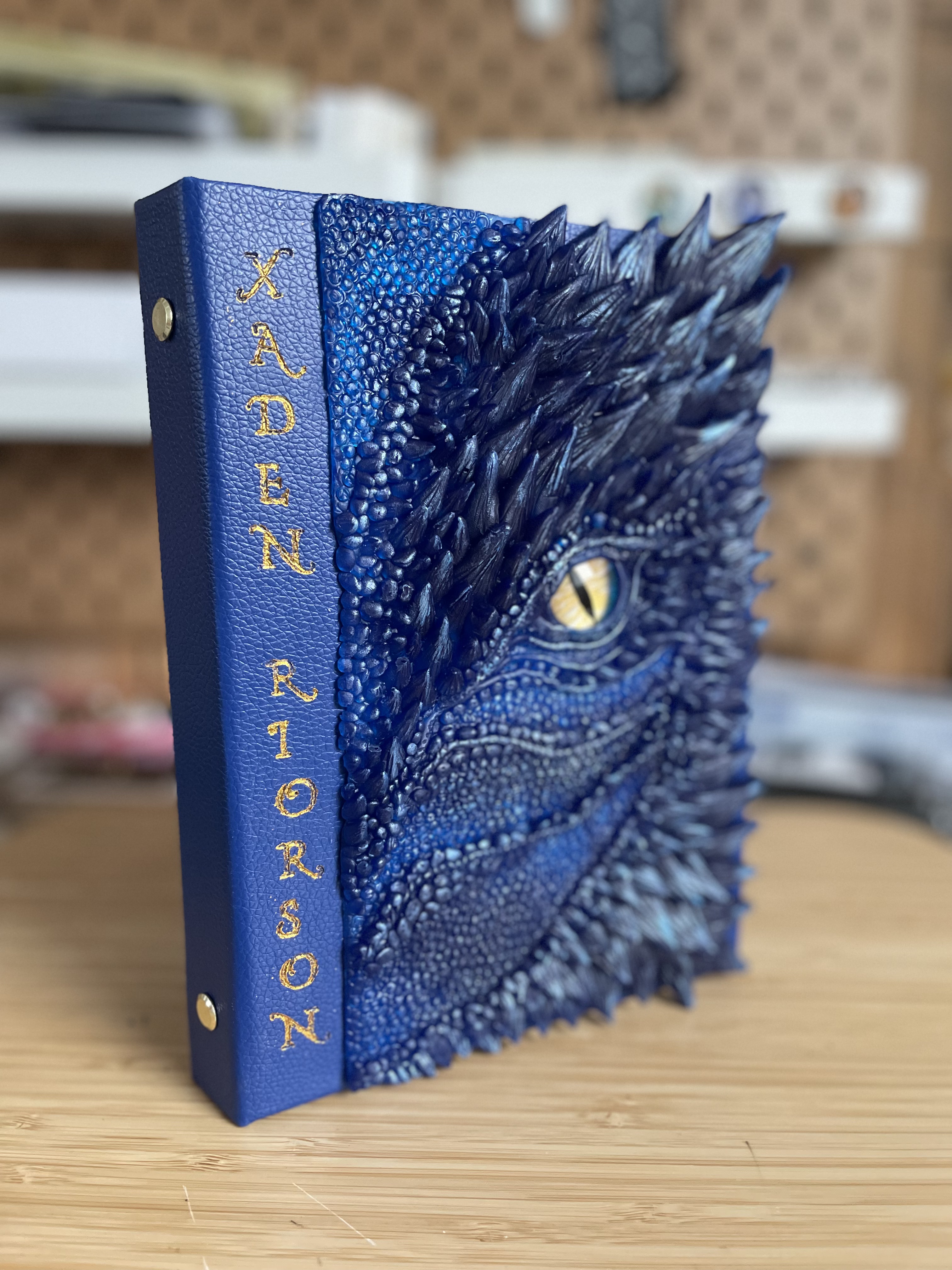 A5 Xaden Riorson Blue/Gold Dragon Journal with gold ring binder