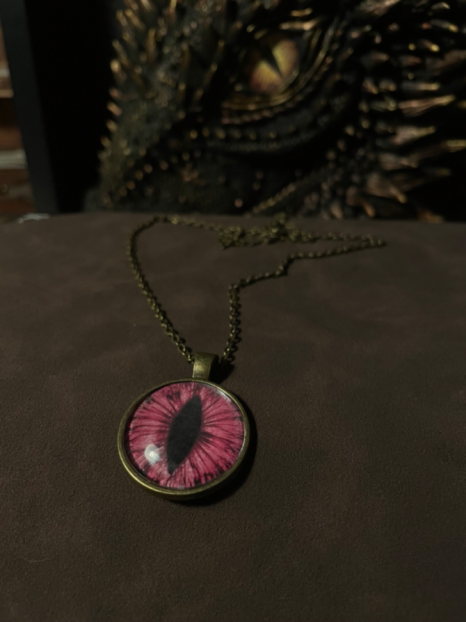 Large Dragon Eye Pendant Necklace on chain
