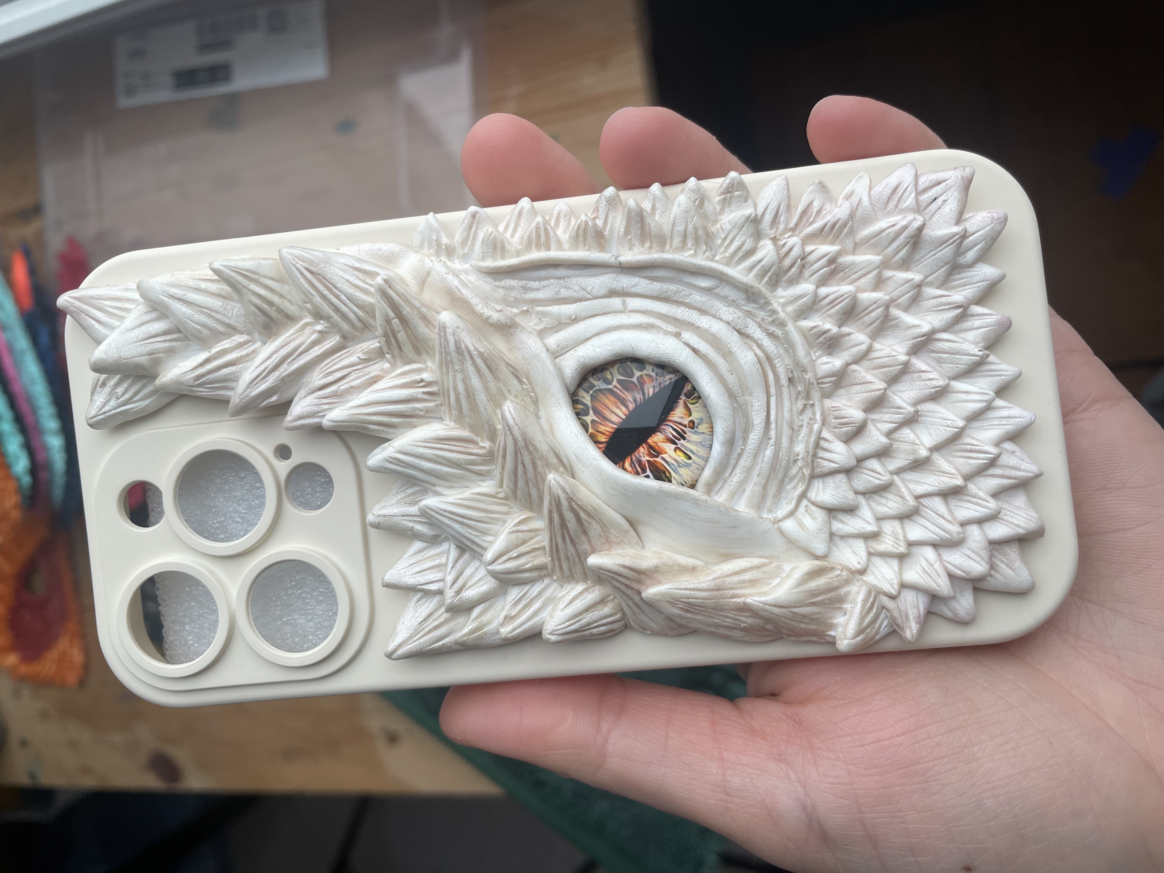 White iPhone 16 Pro Dragon Eye Phone Case