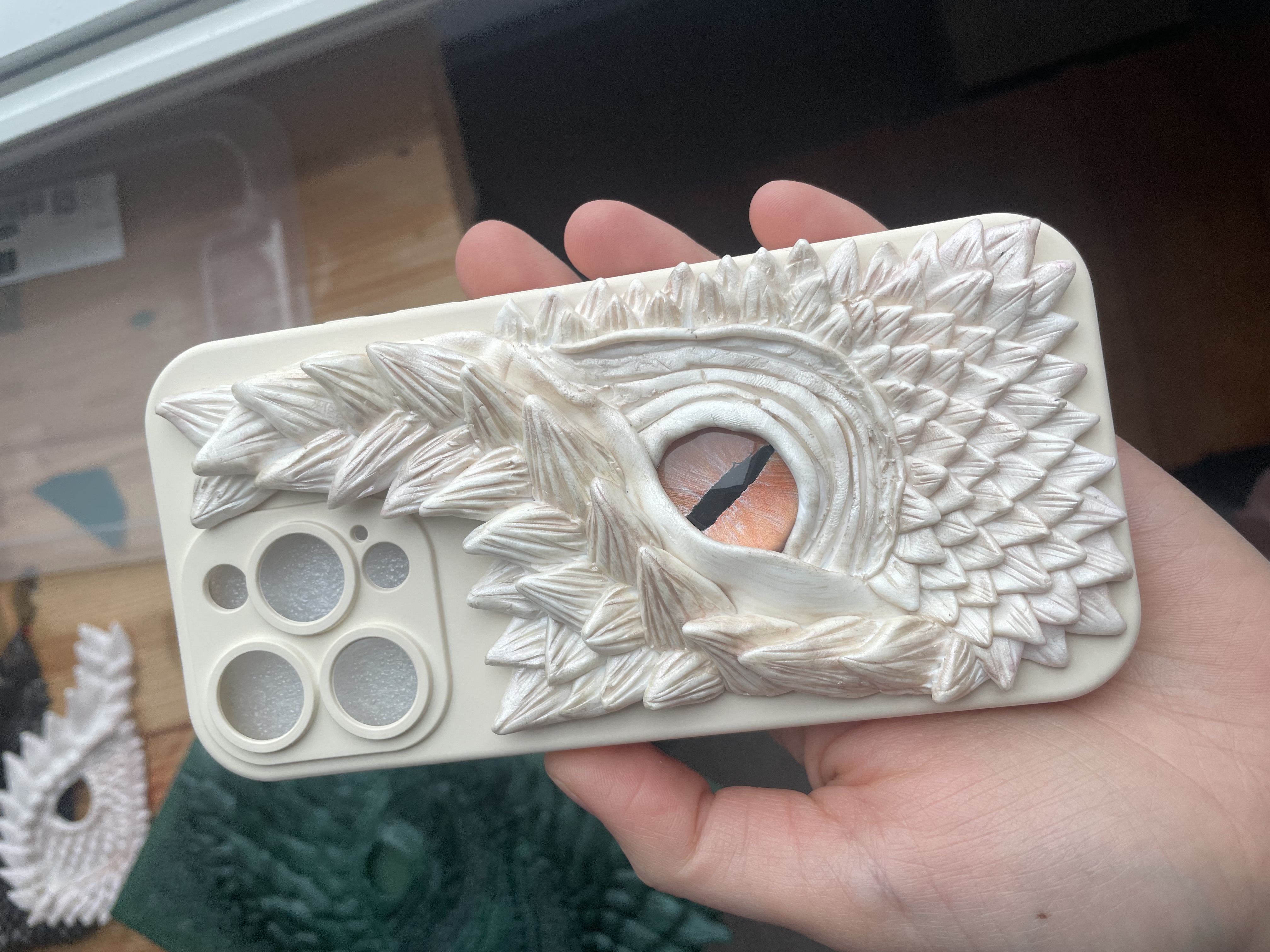 White iPhone 16 Pro Dragon Eye Phone Case