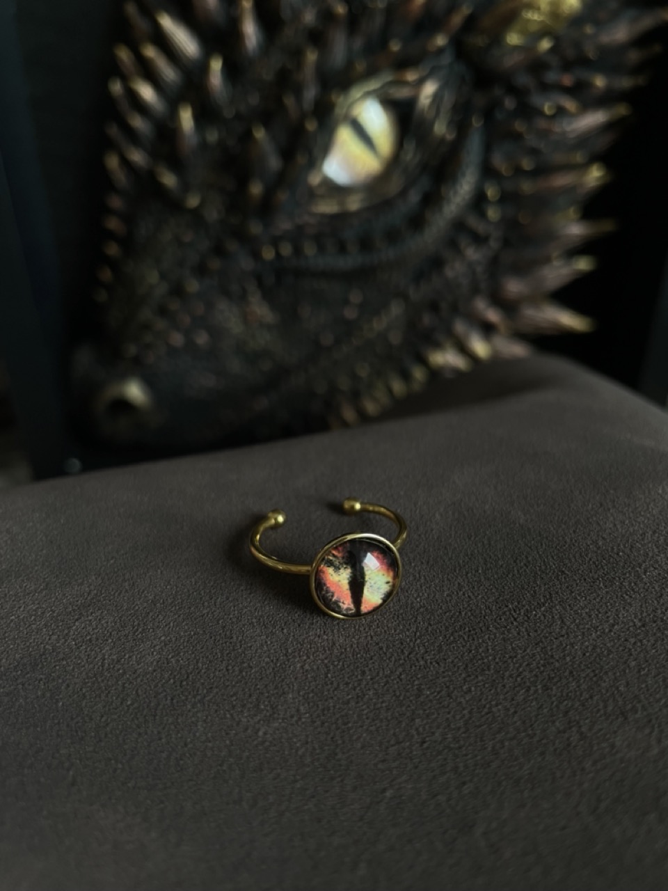Small Dragon Eye Adjustable Ring
