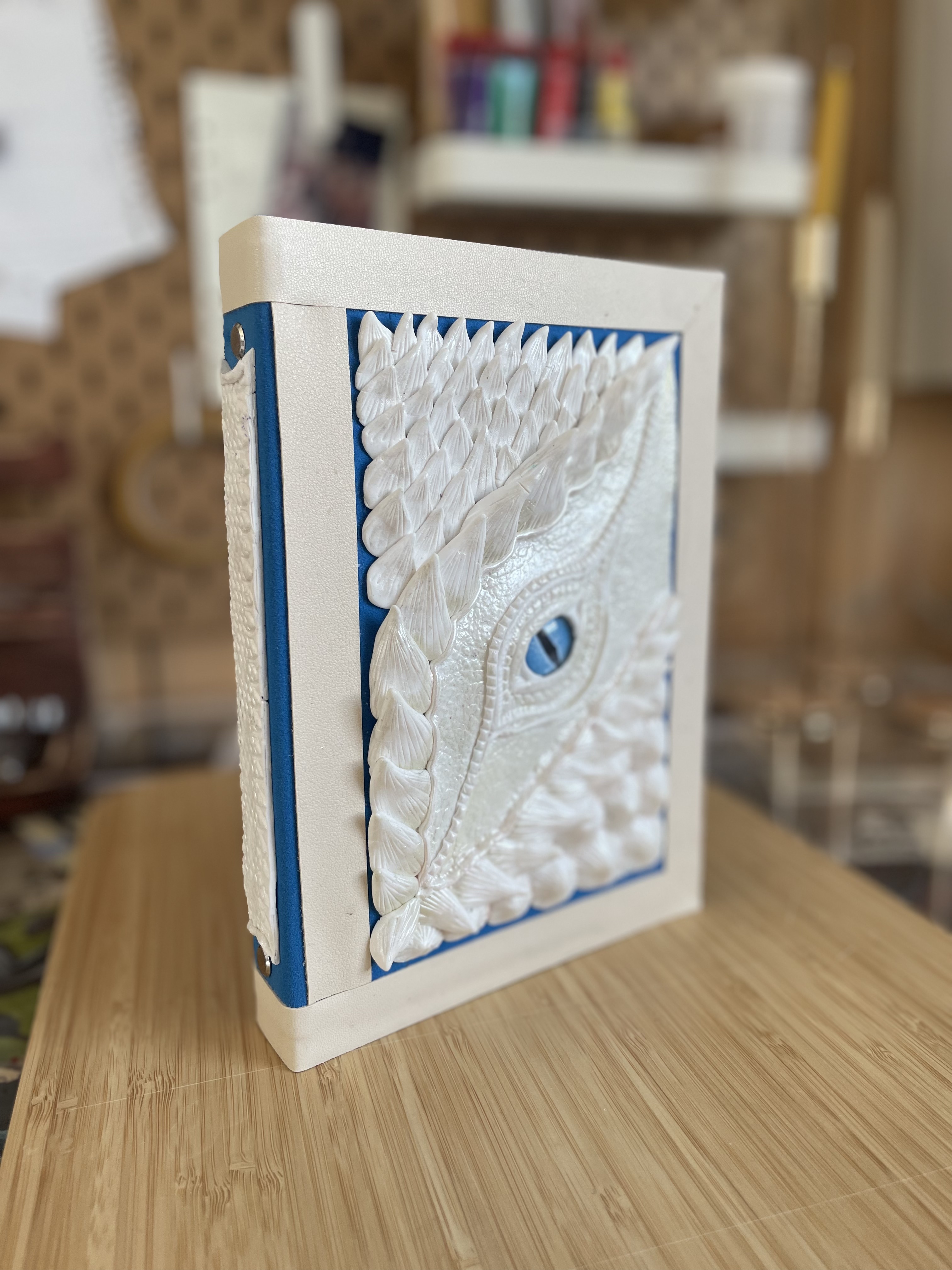 A5 White Dragon Journal with silver ring binder
