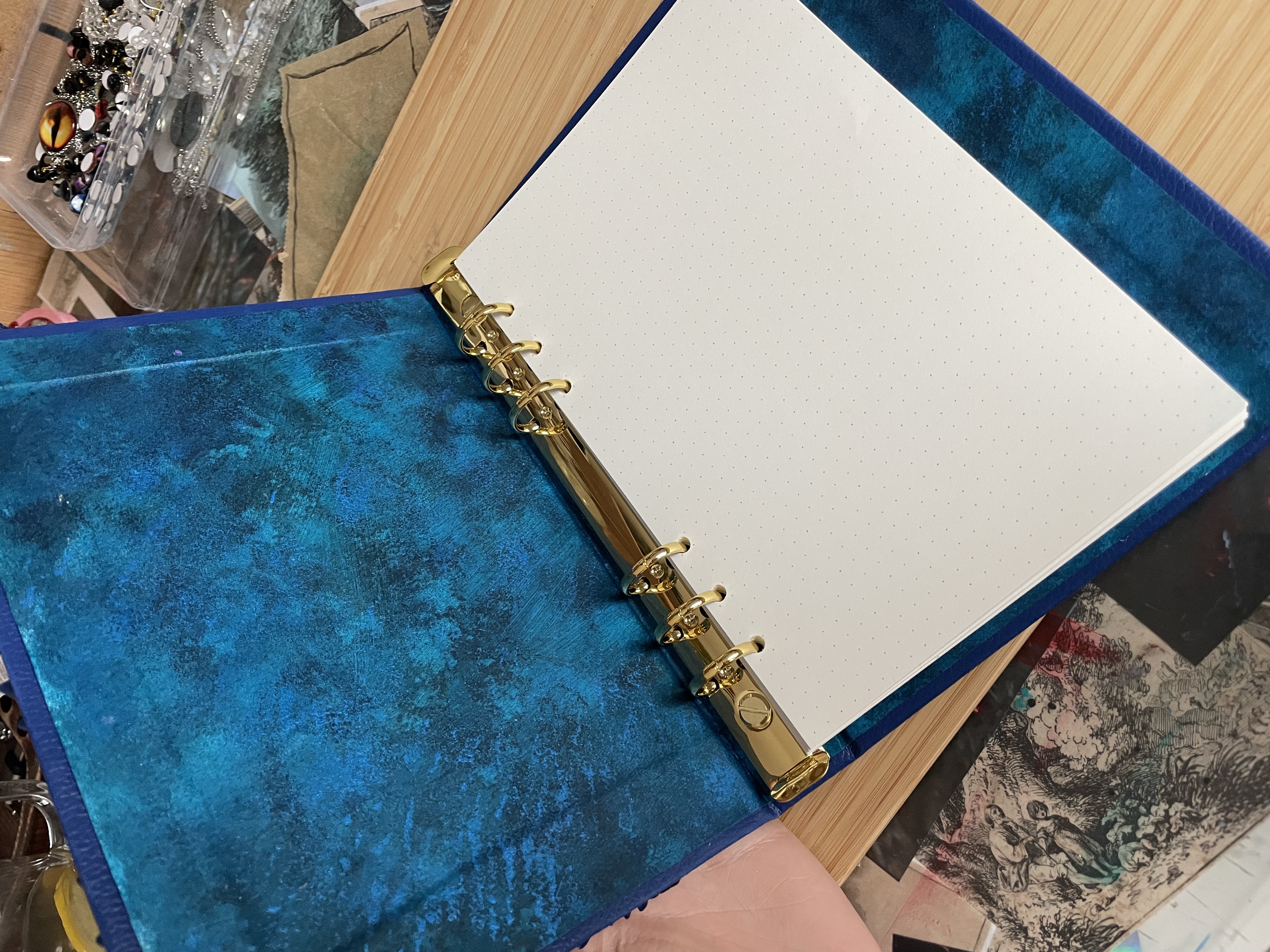 A5 Xaden Riorson Blue/Gold Dragon Journal with gold ring binder