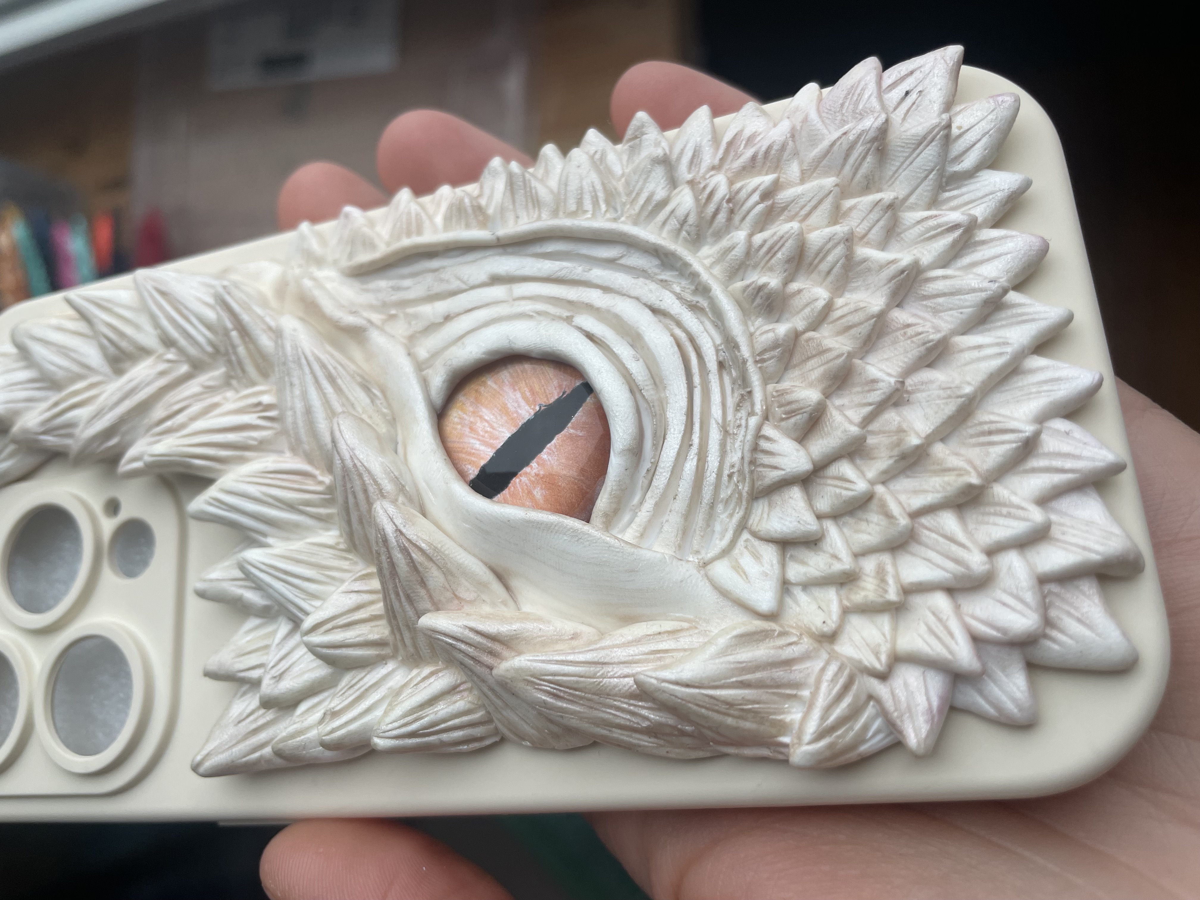 White iPhone 16 Pro Dragon Eye Phone Case