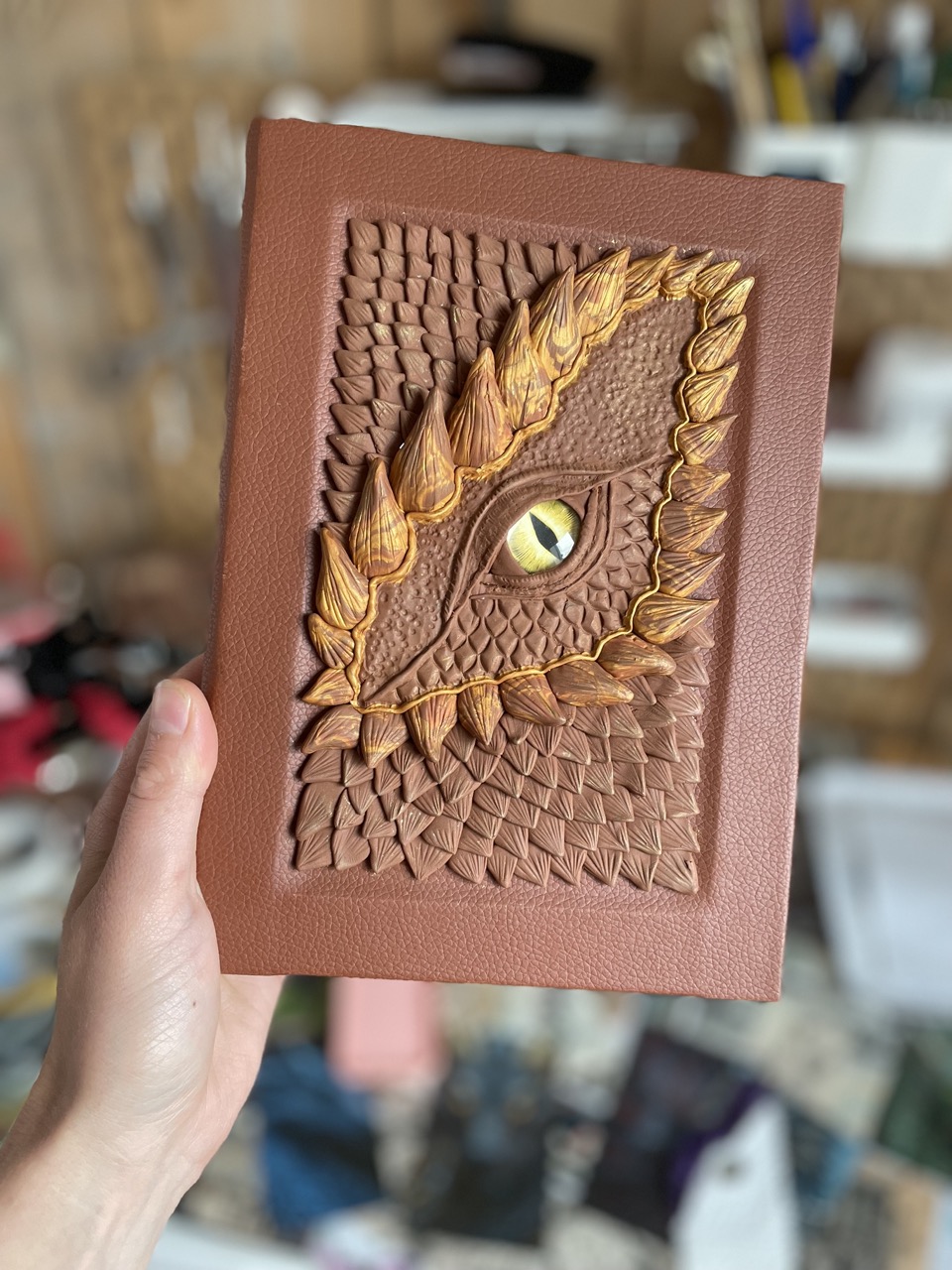 A5 Brown Dragon Journal with golden ring binder