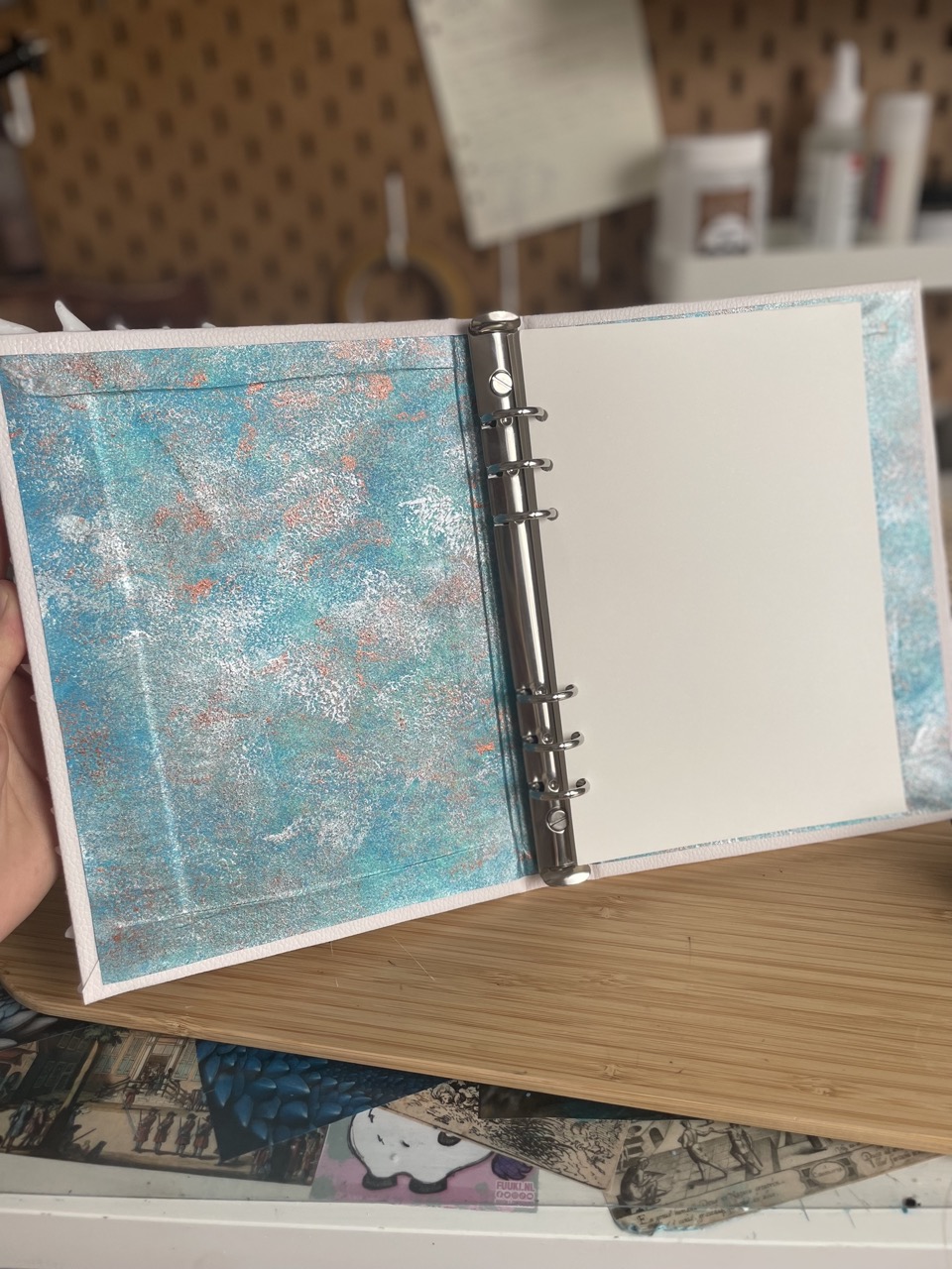 A5 White/Blue Dragon Journal with silver ring binder