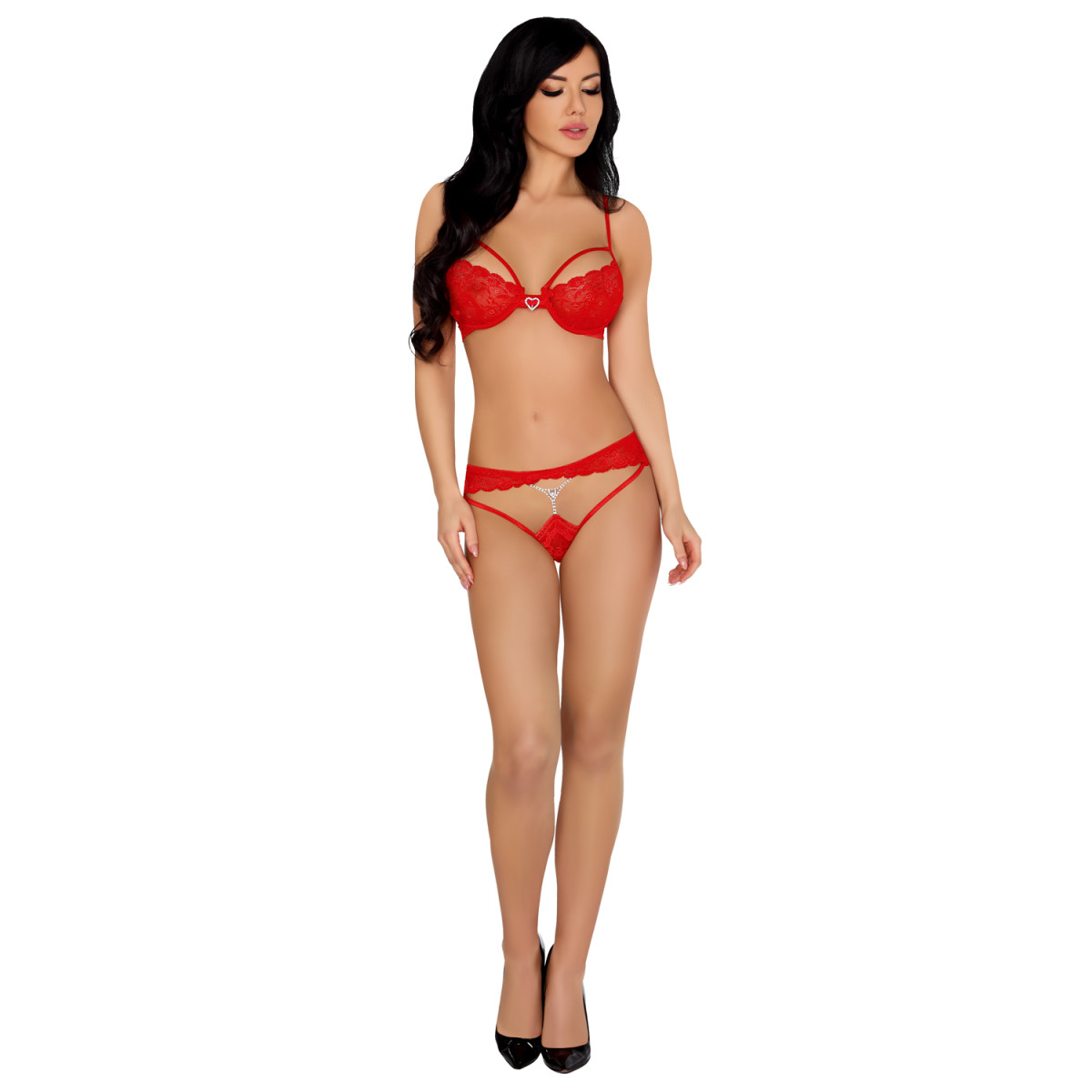 Domitilla elegant lace Bra set – Red