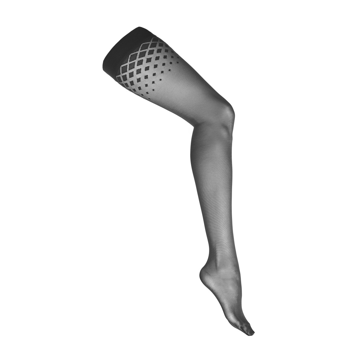 S006 Garter belt stockings - Striking square pattern design