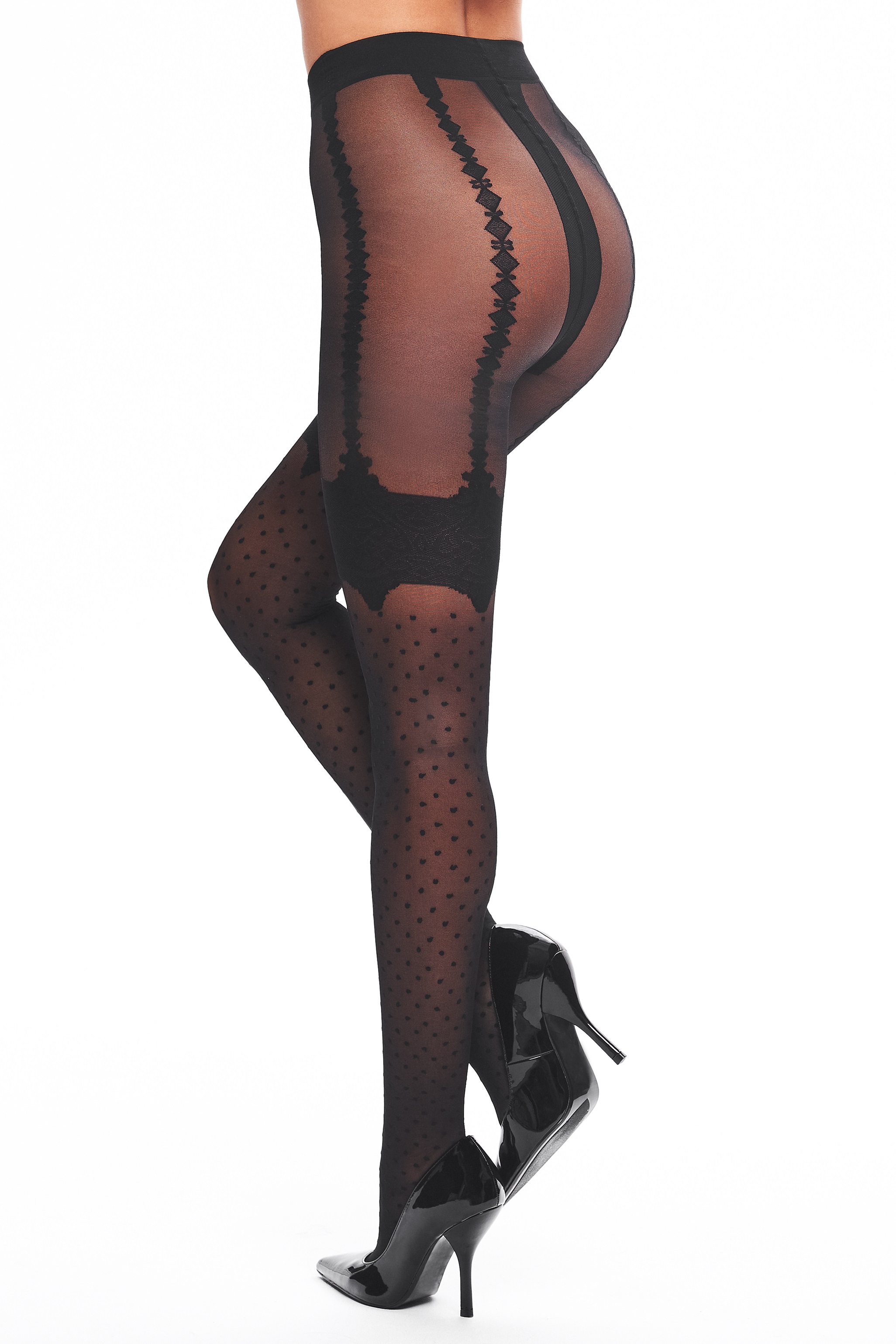 T008 Tights black 20 den – Elegant with Polka dots