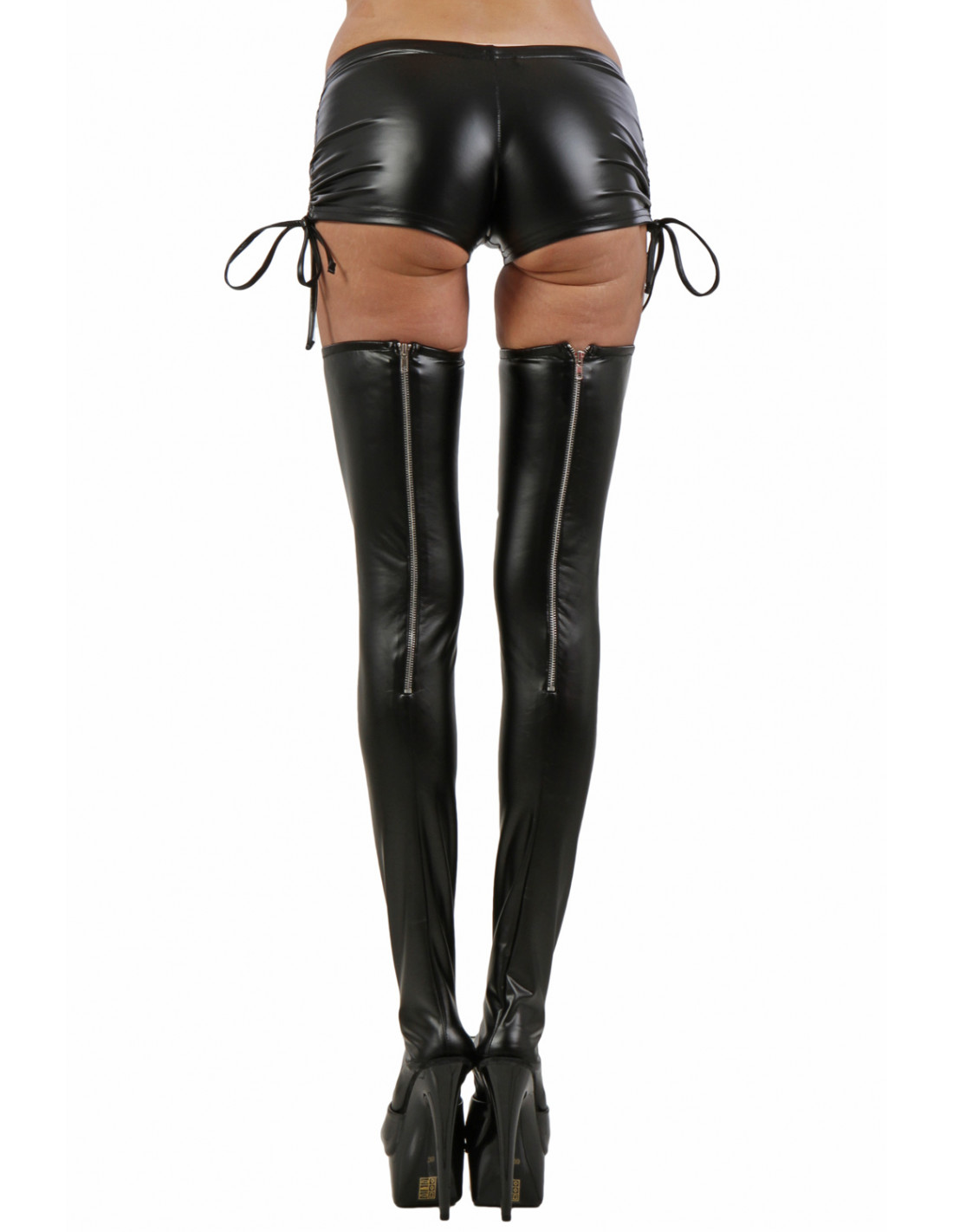  Wetlook Stockings with Back Zipper-2193