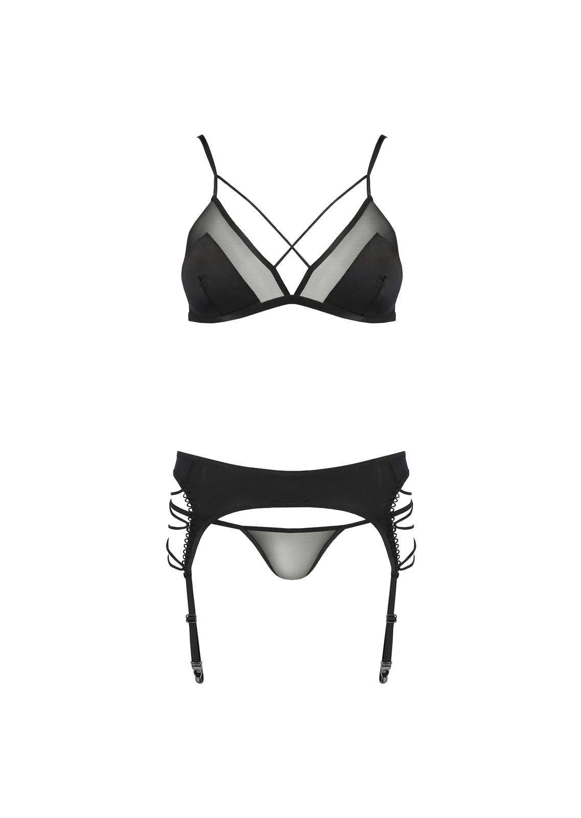 "Quella 3-Piece Lingerie Set in Black