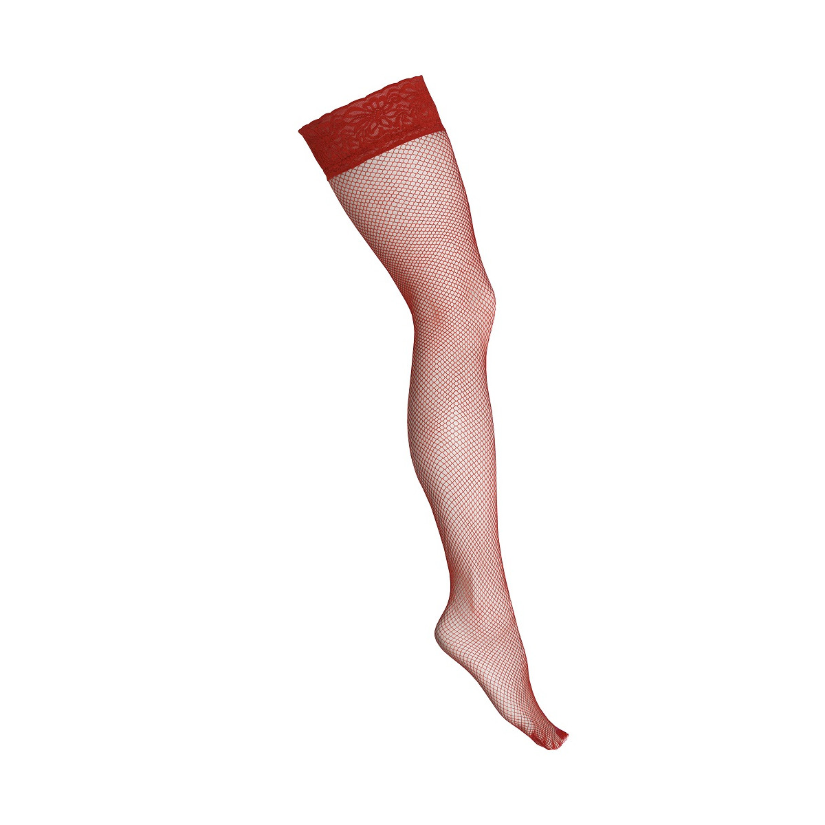 H018 Red Fishnet Hold Ups – Fiery seduction with fine net and lace