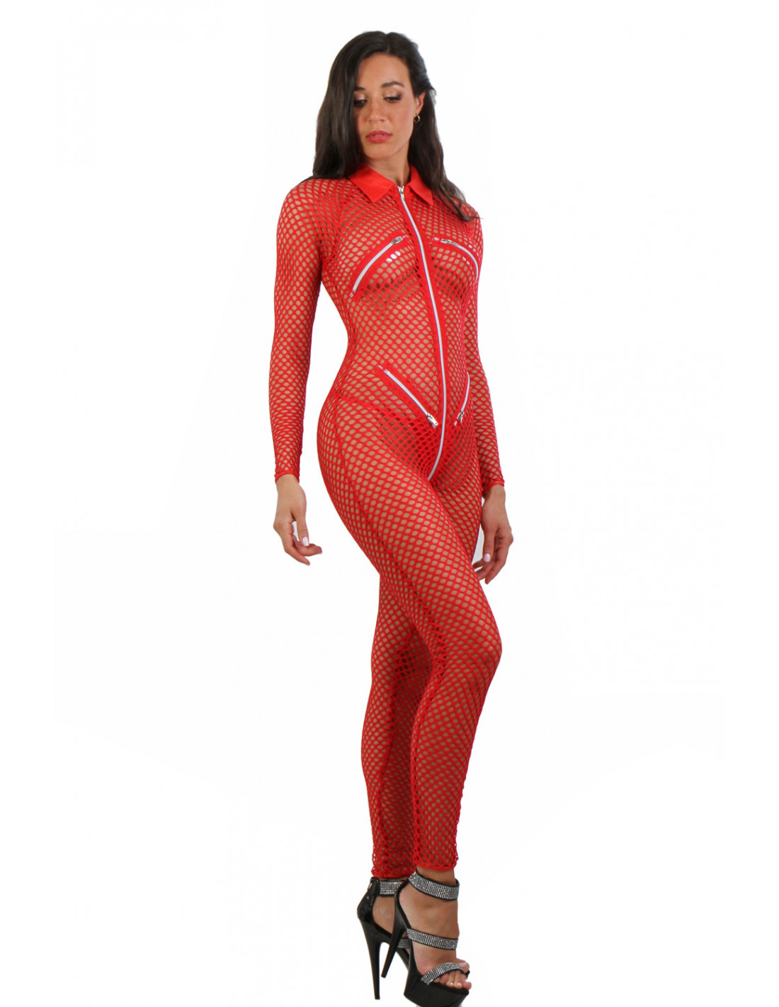Fishnet Catsuit – Mesh catsuit with zippers-2154