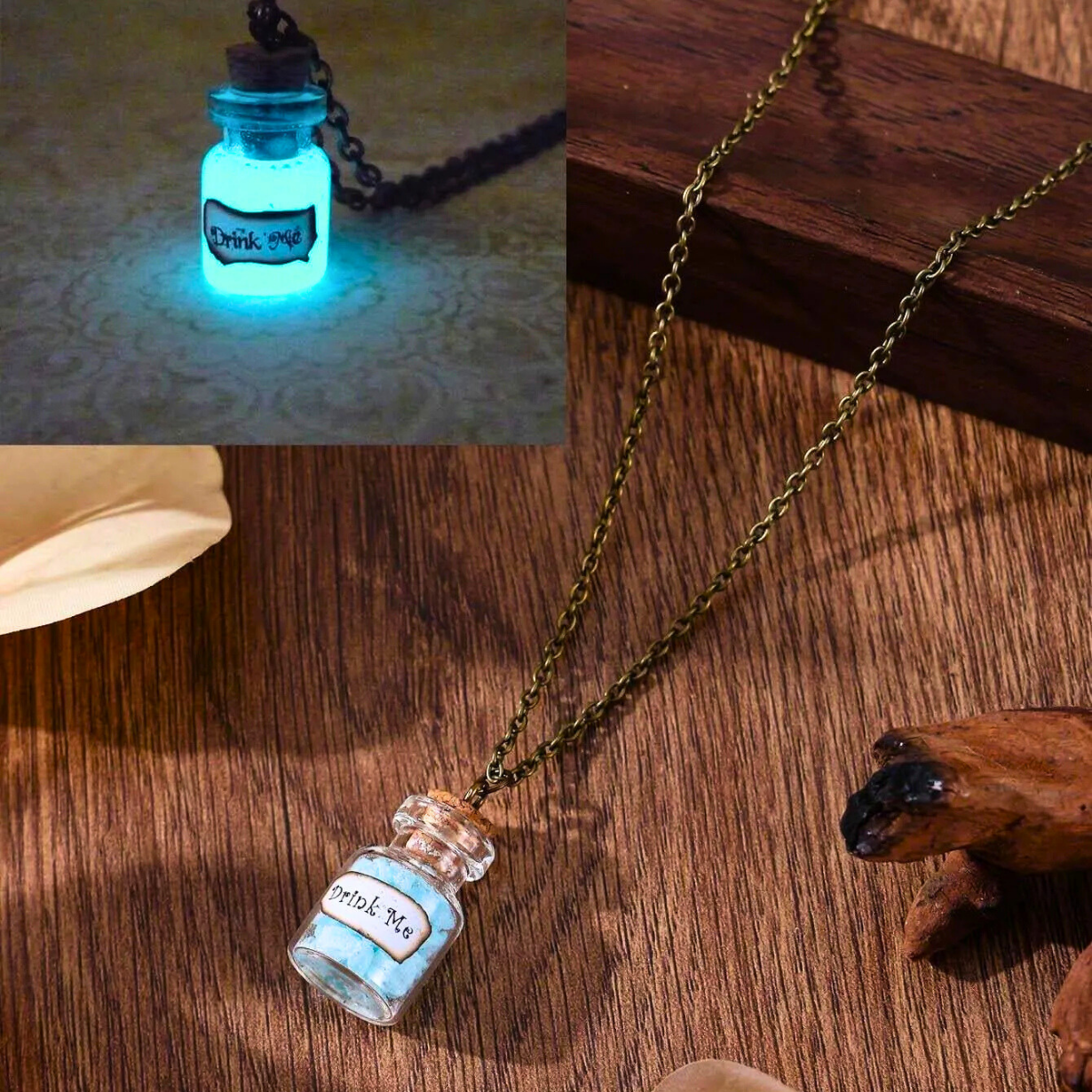 Collier Potion Lumineuse "Drink Me"