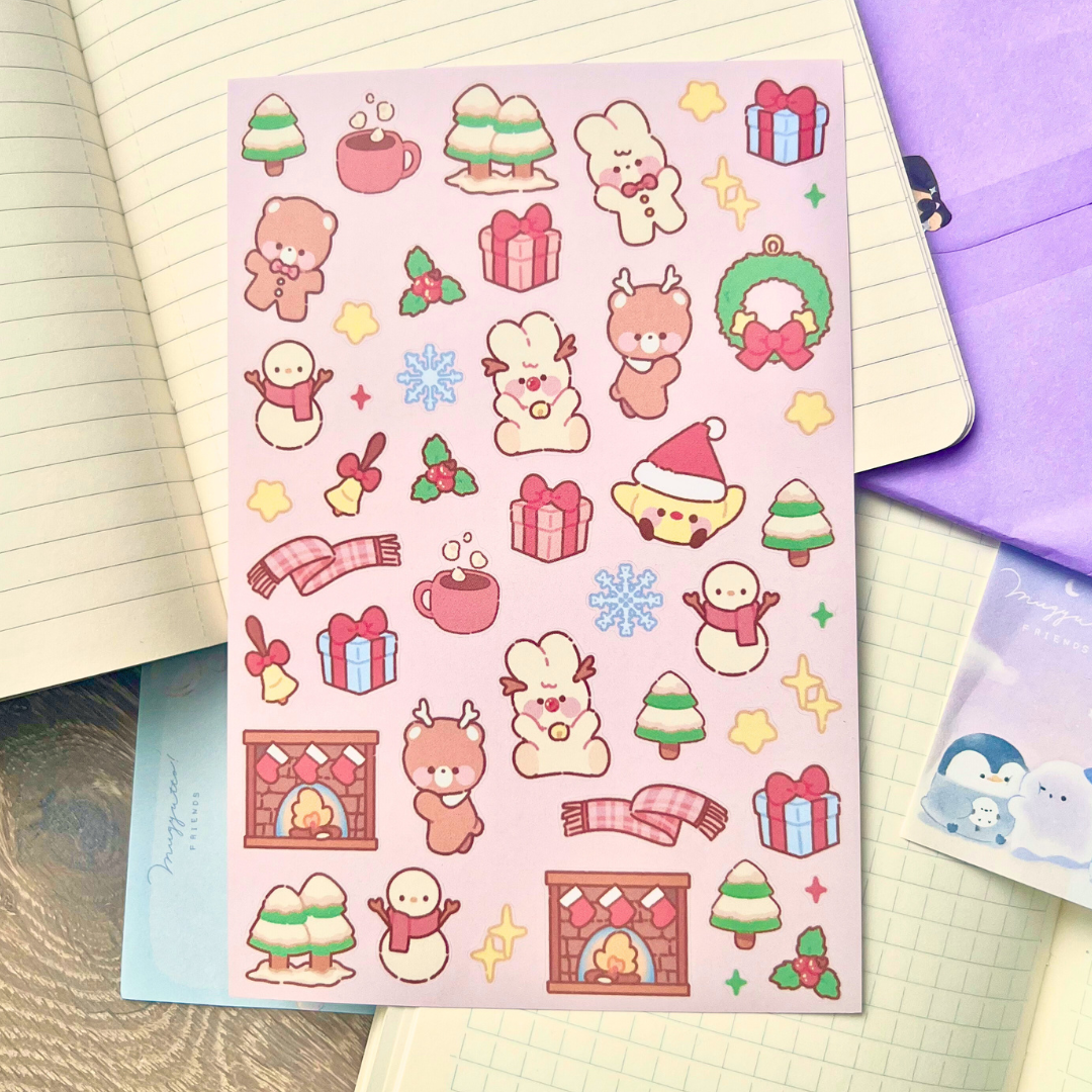 red christmas sticker sheet