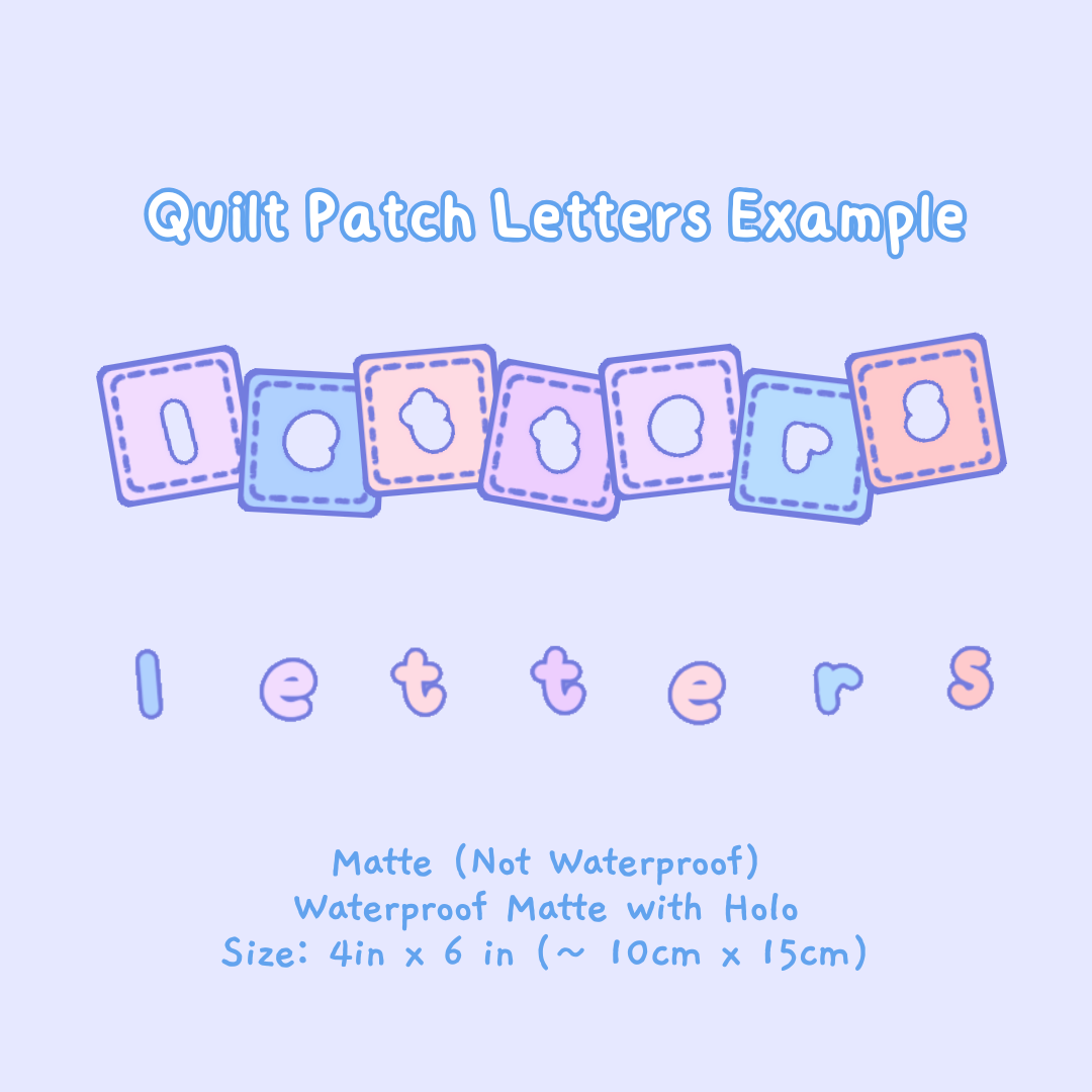 quilted letters sticker sheet