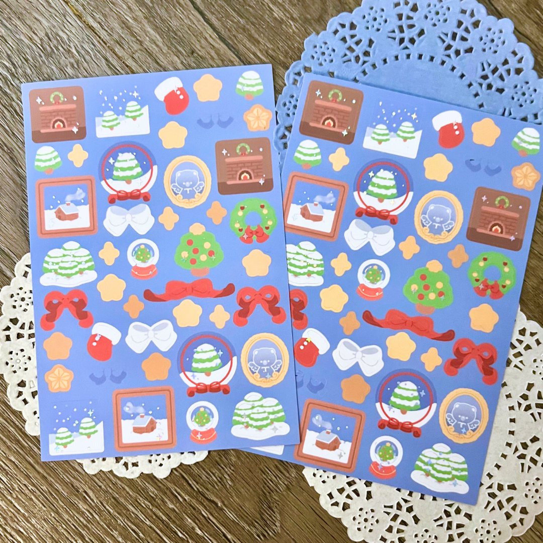 blue christmas sticker sheet