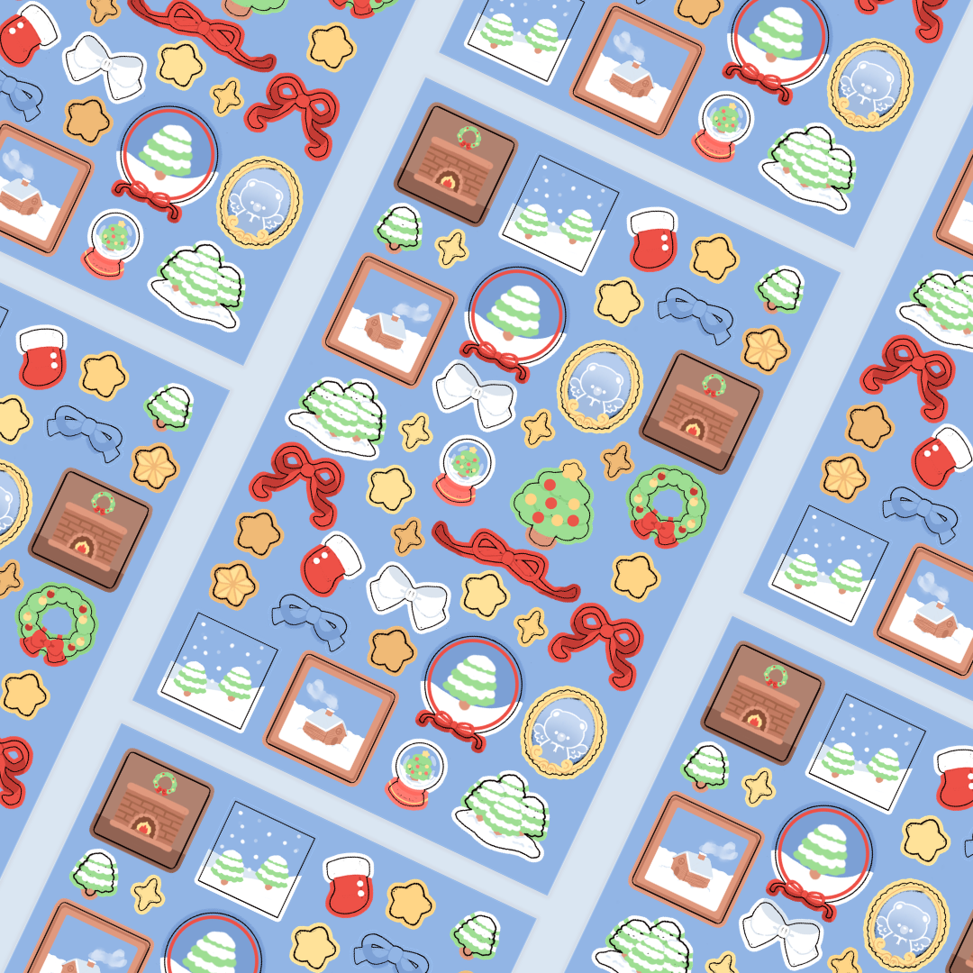 blue christmas sticker sheet