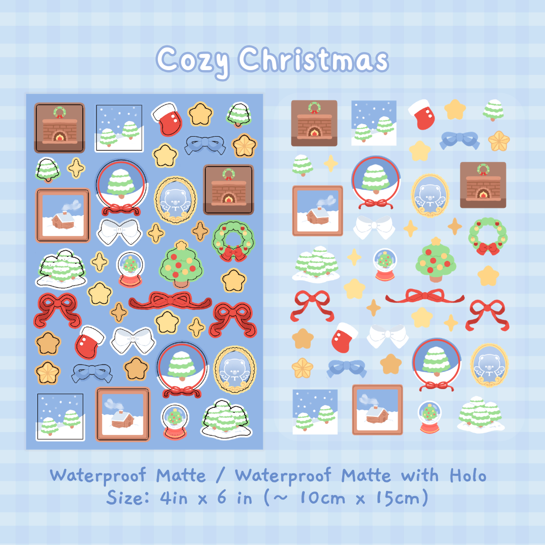 blue christmas sticker sheet