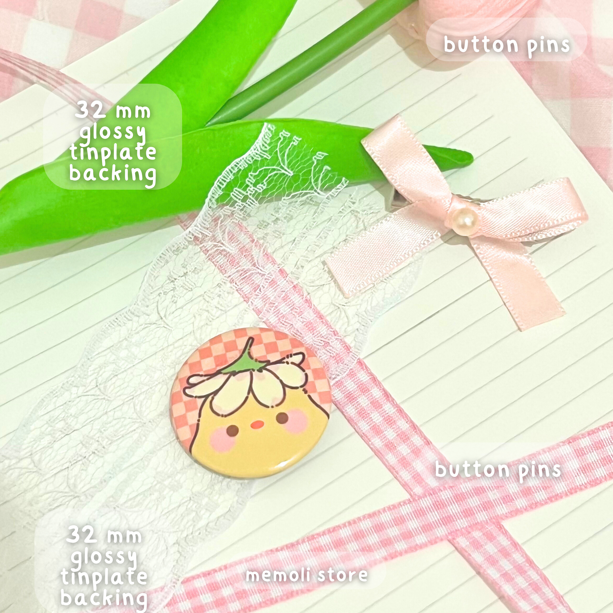 set of 3 button pins